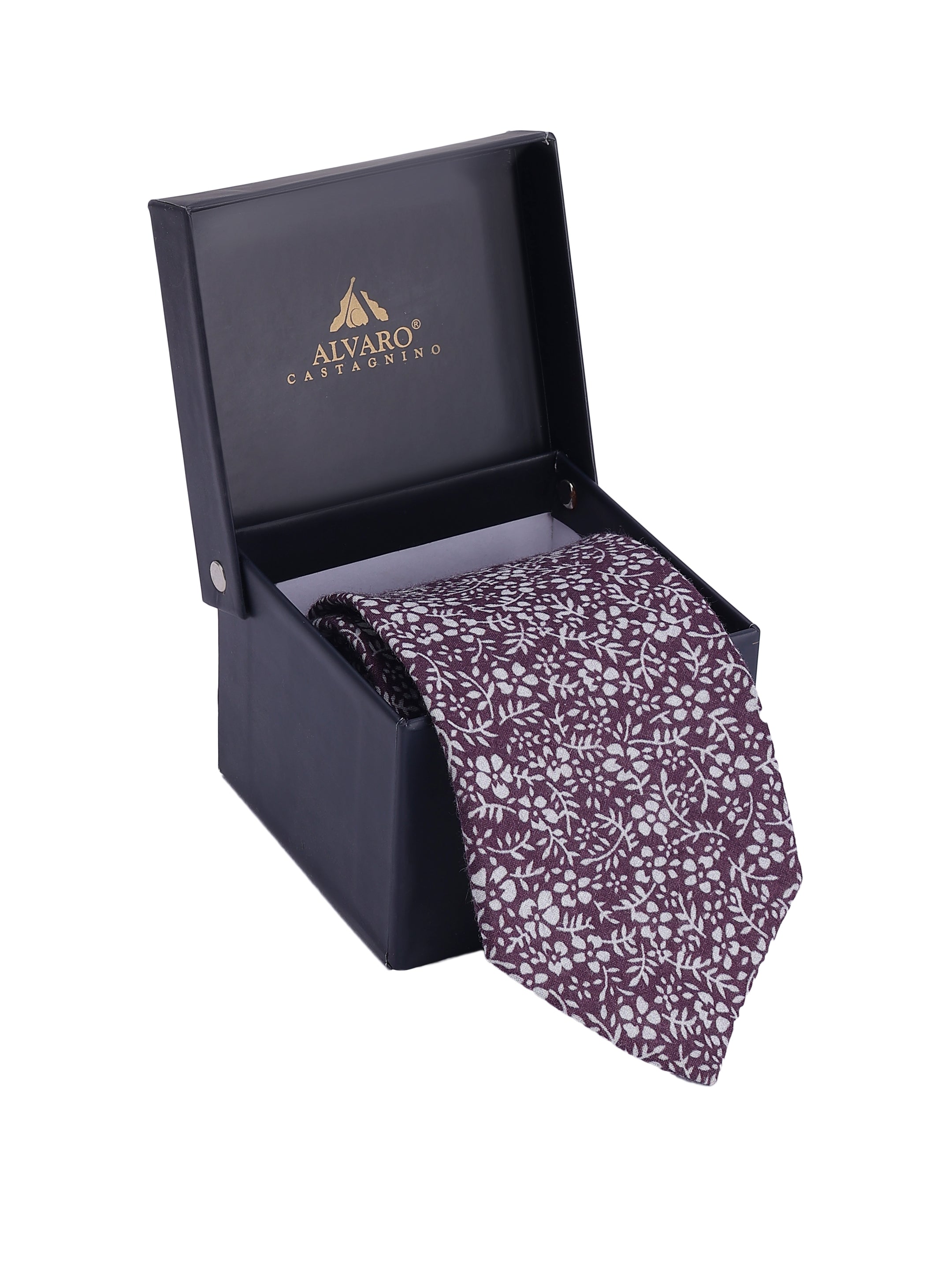 Midnight Plum Floral Cotton Necktie