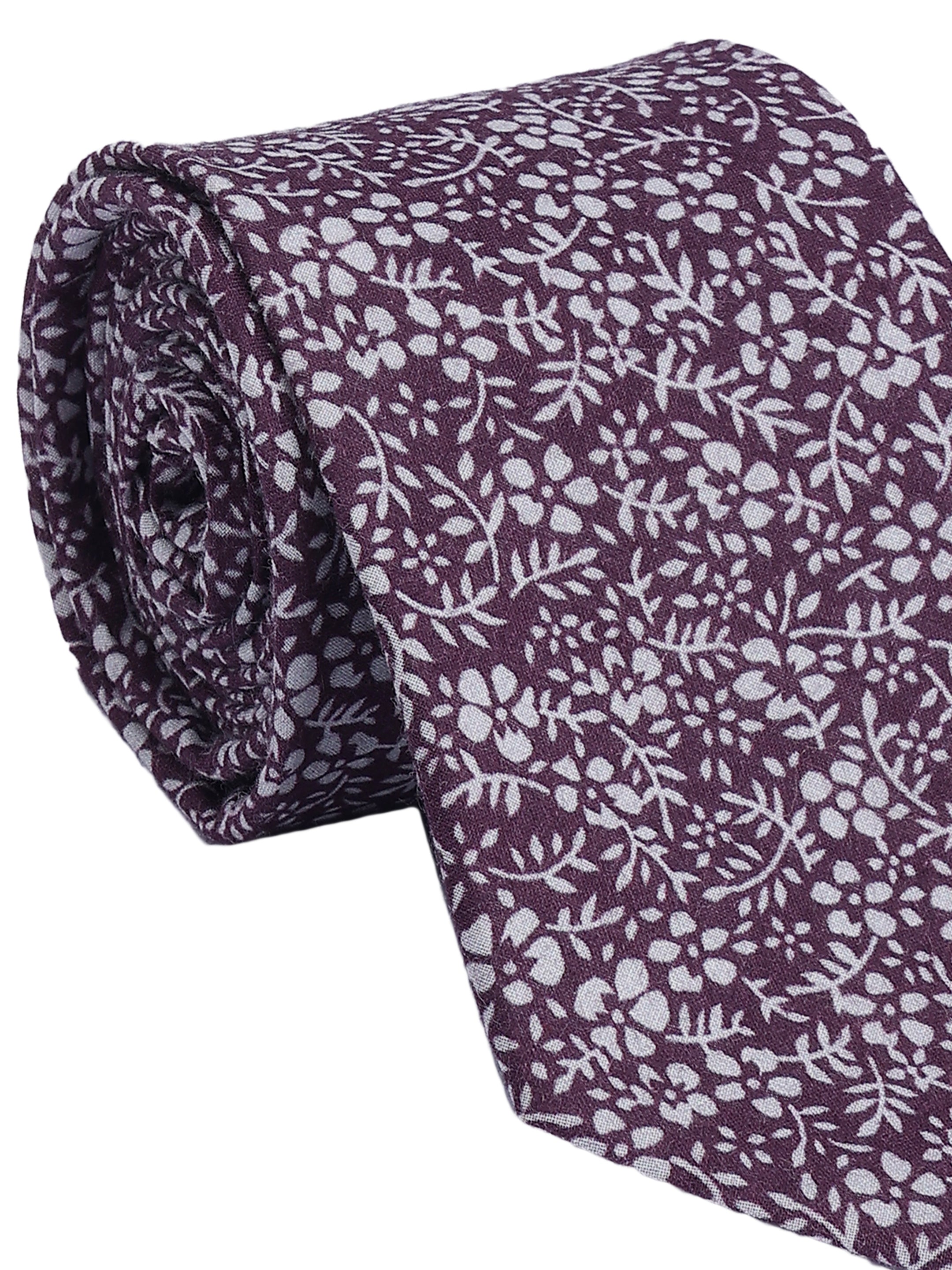 Midnight Plum Floral Cotton Necktie