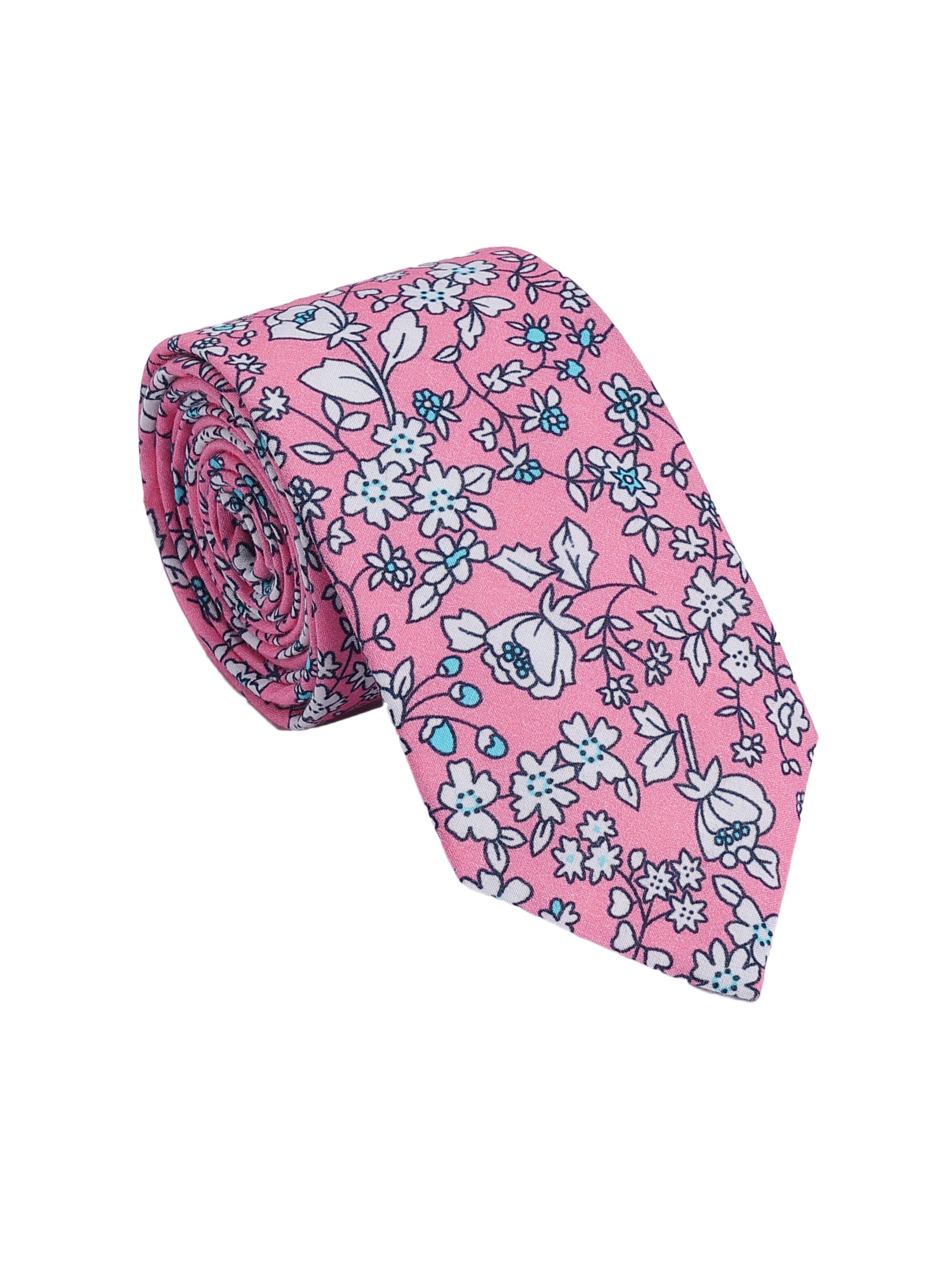 Pink Floral Cotton Tie