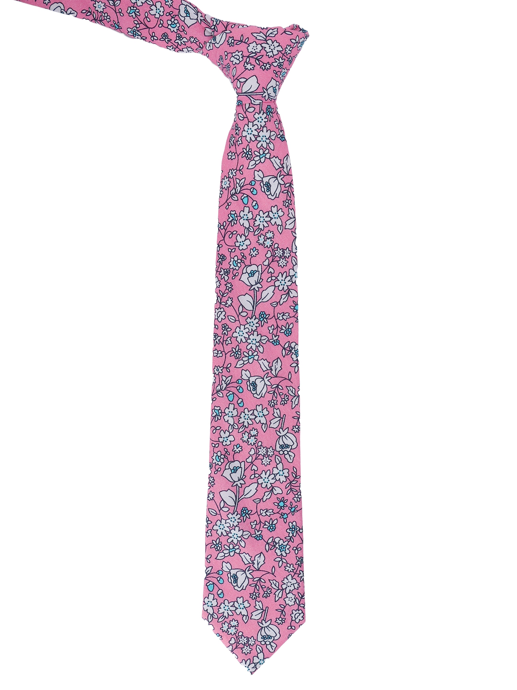 Pink Floral Cotton Tie