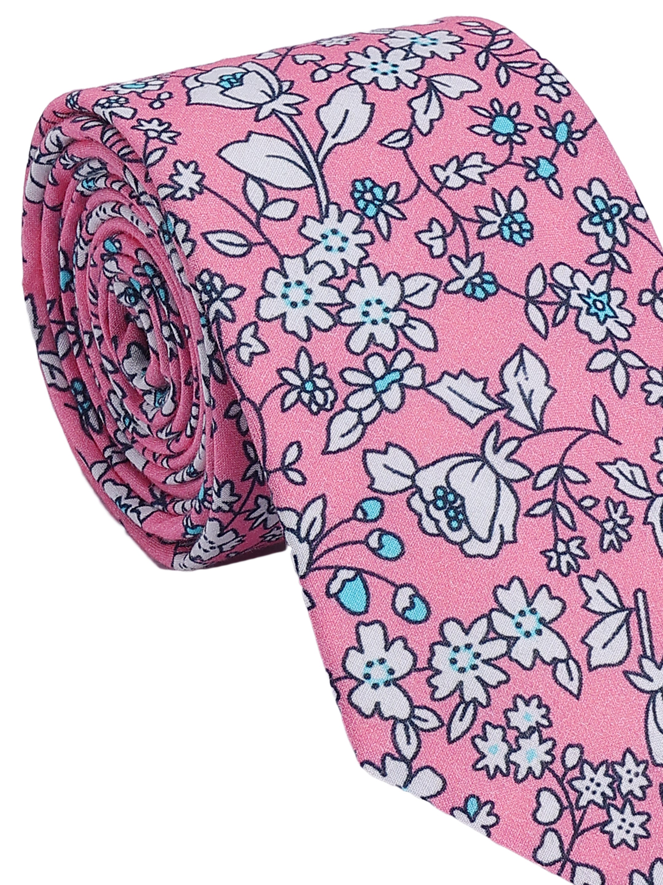 Rose Pink Floral Cotton Necktie