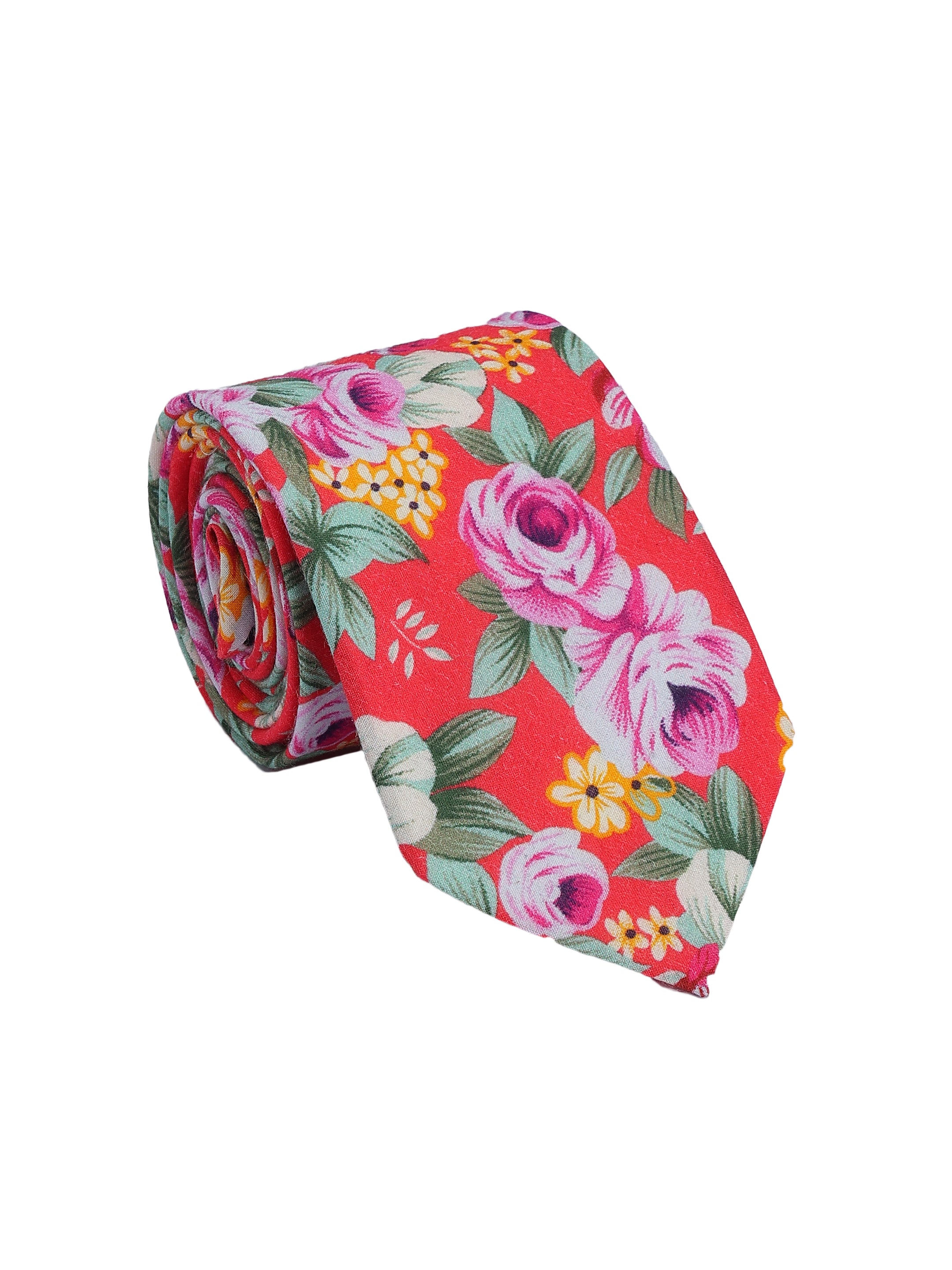 Floral Pink Cotton Tie