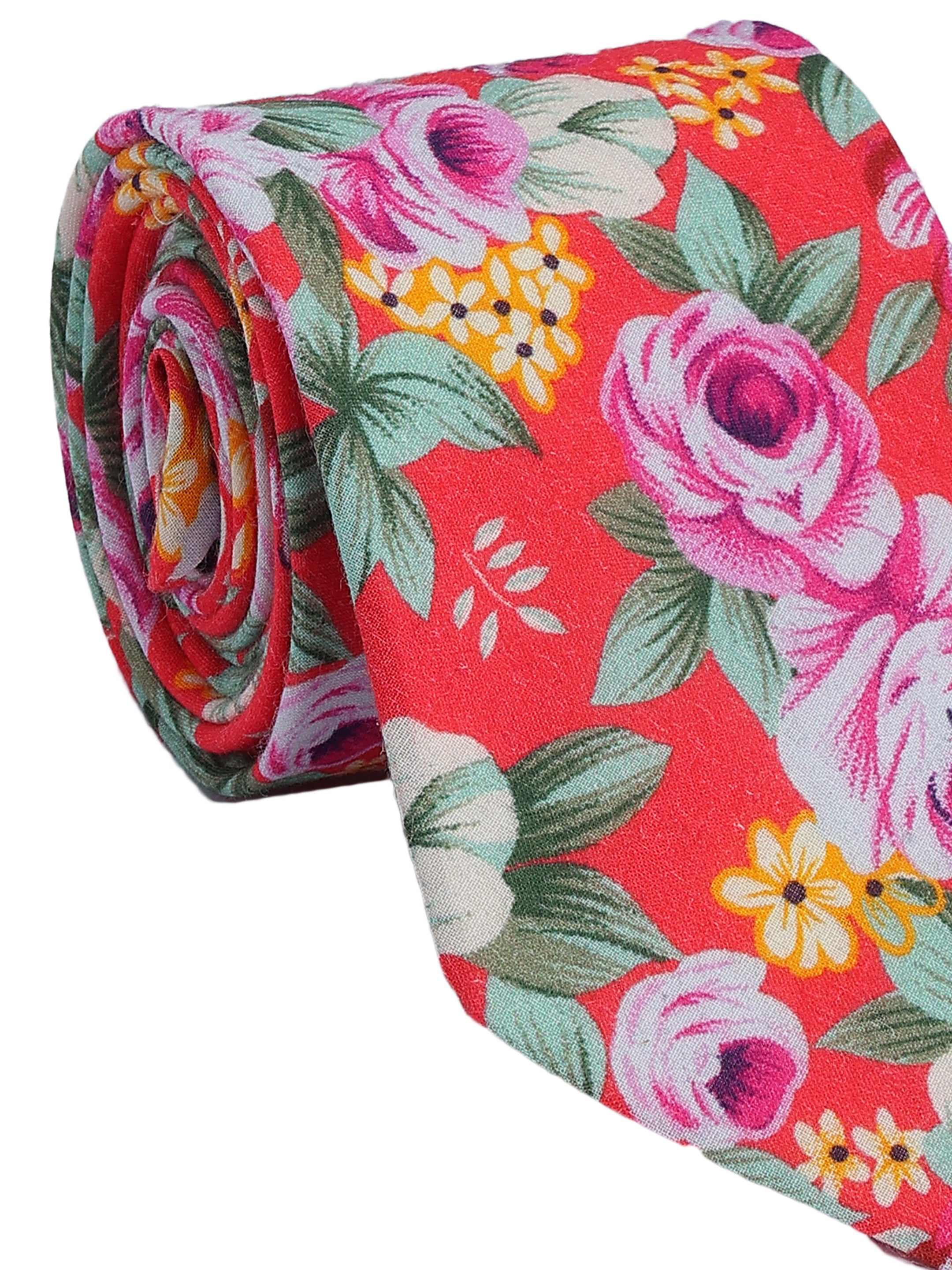 Crimson Rose Garden Cotton Necktie