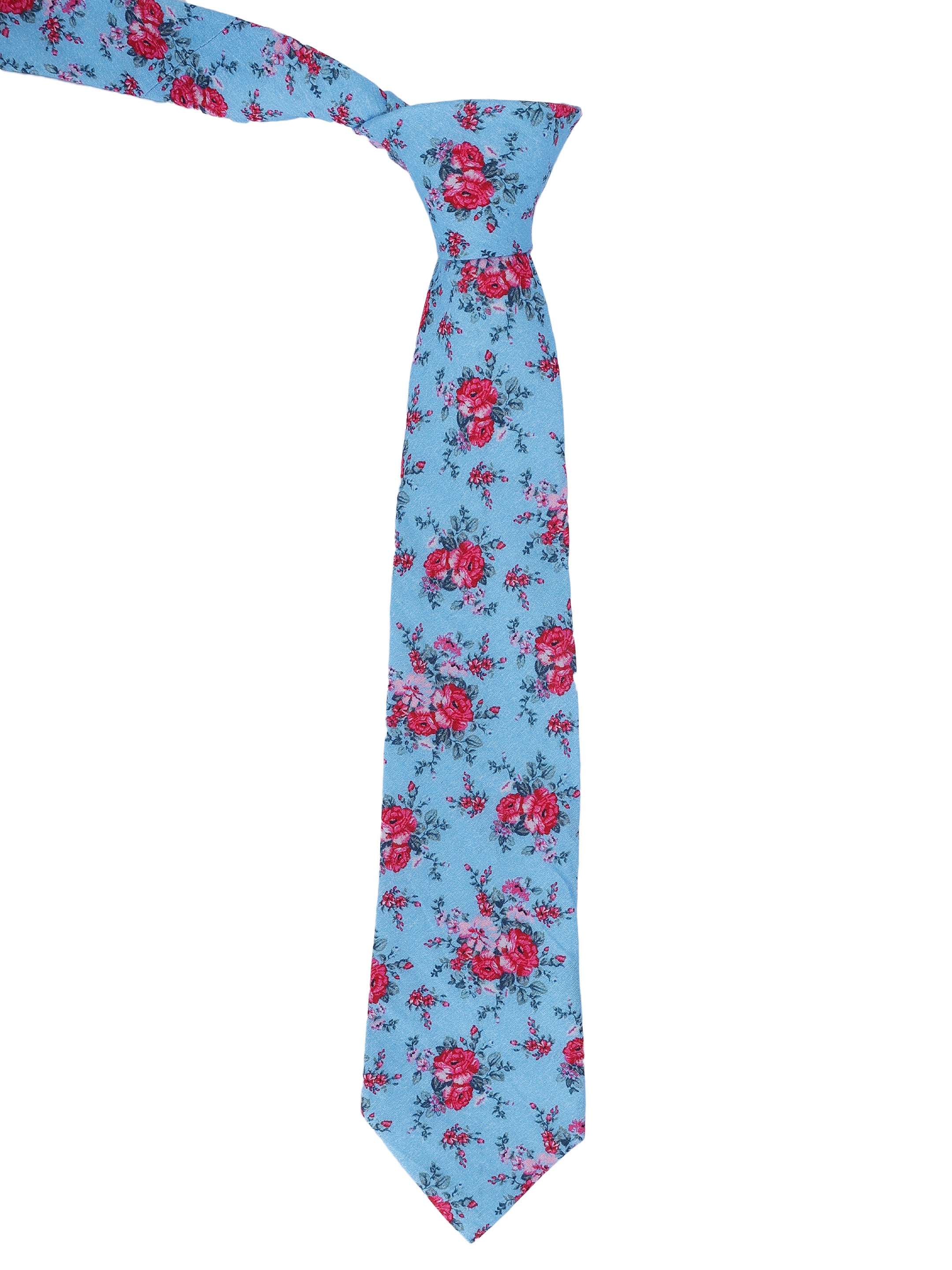 Floral Blue Cotton Tie
