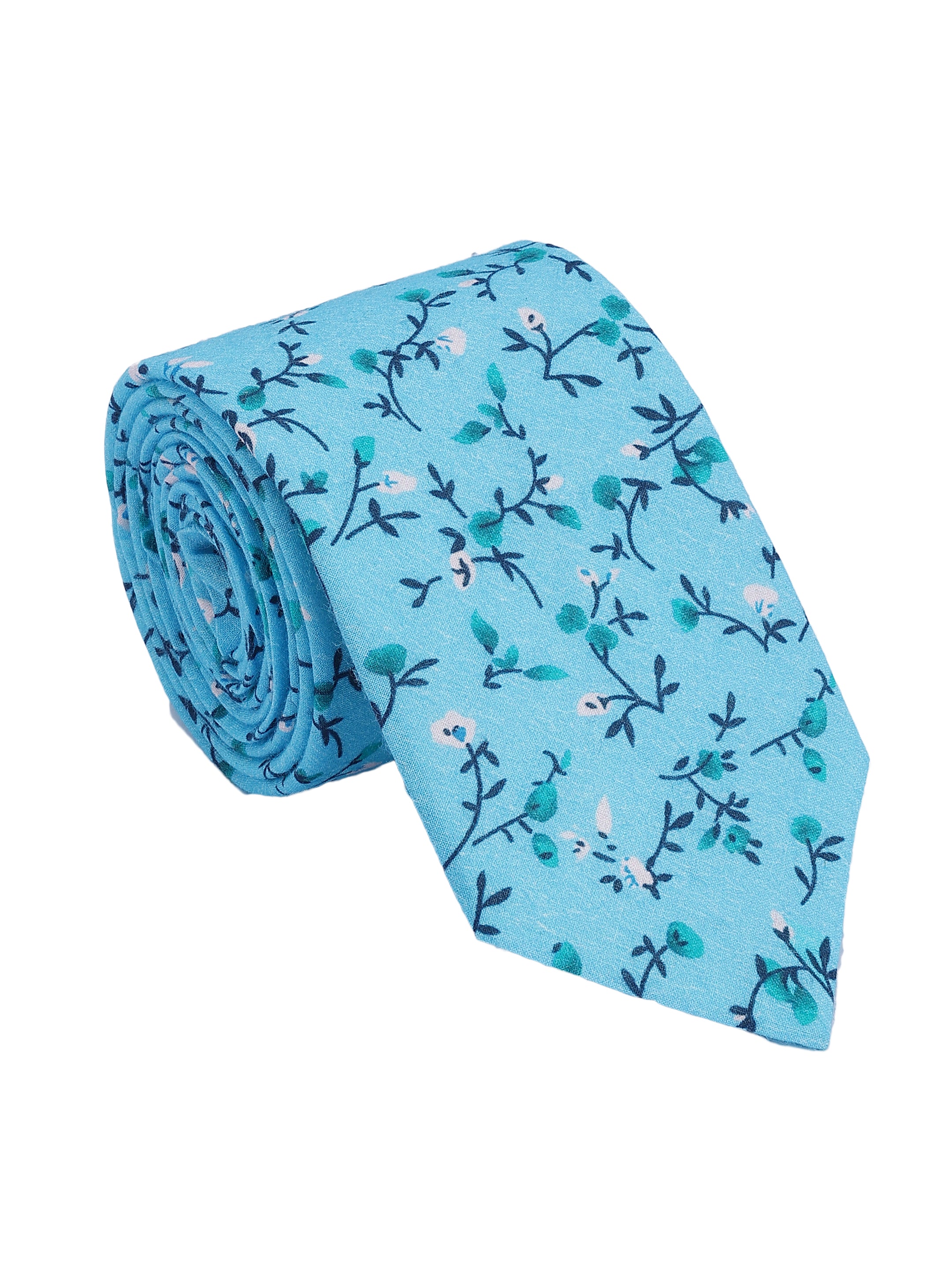 Sky Blue Floral Cotton Tie