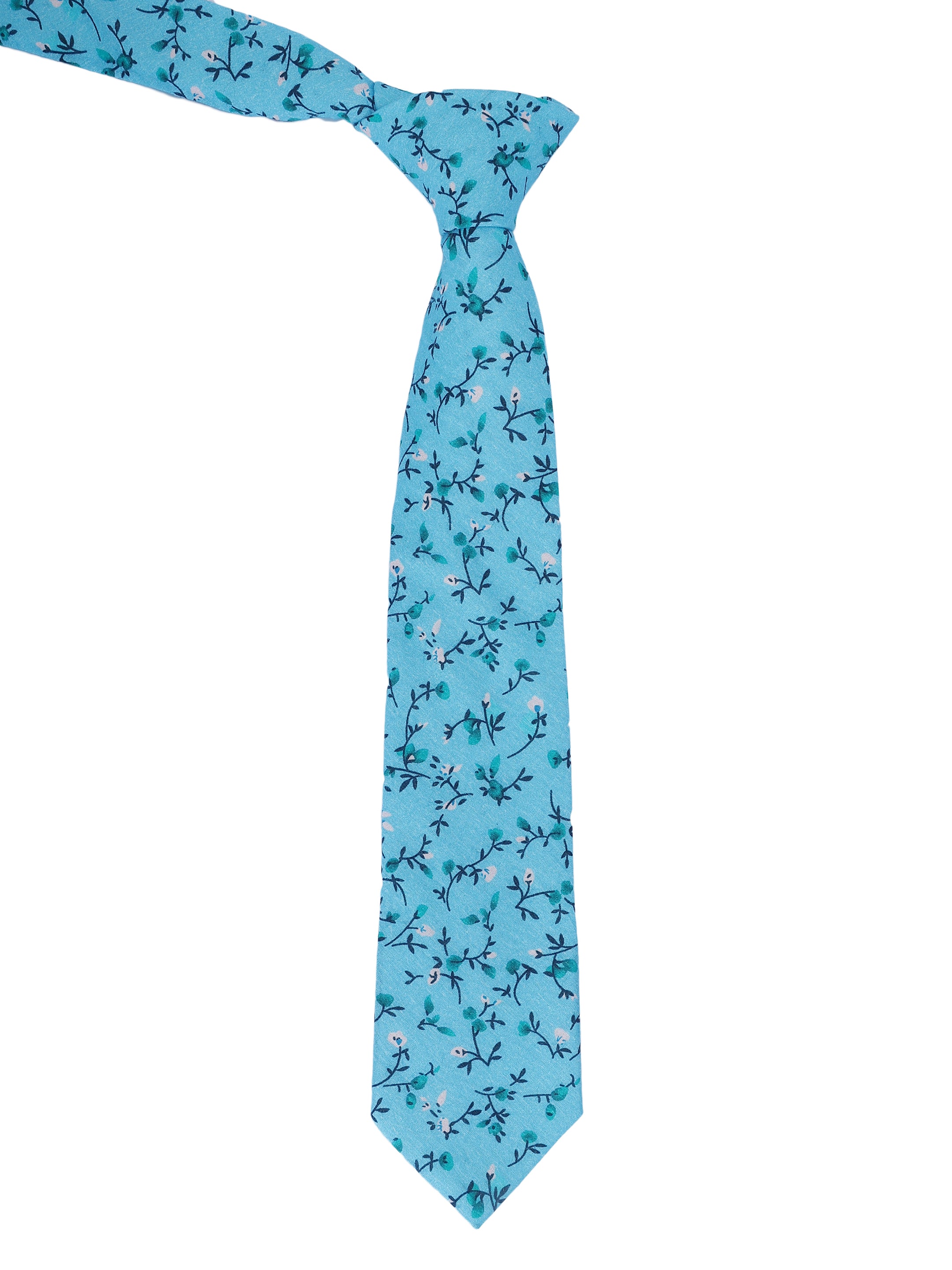 Sky Blue Floral Cotton Tie