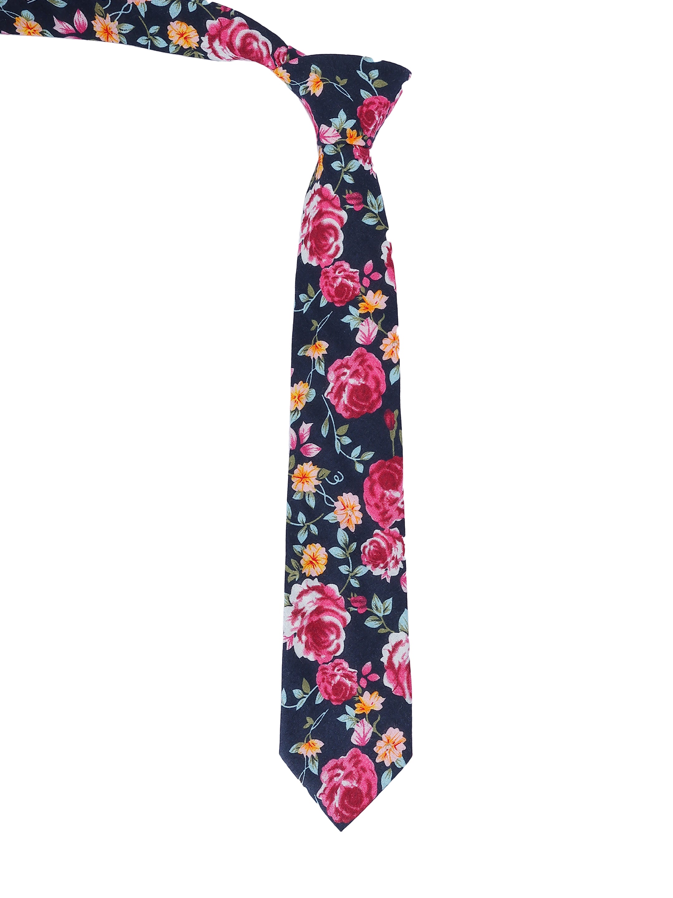 Floral Pink Cotton Tie