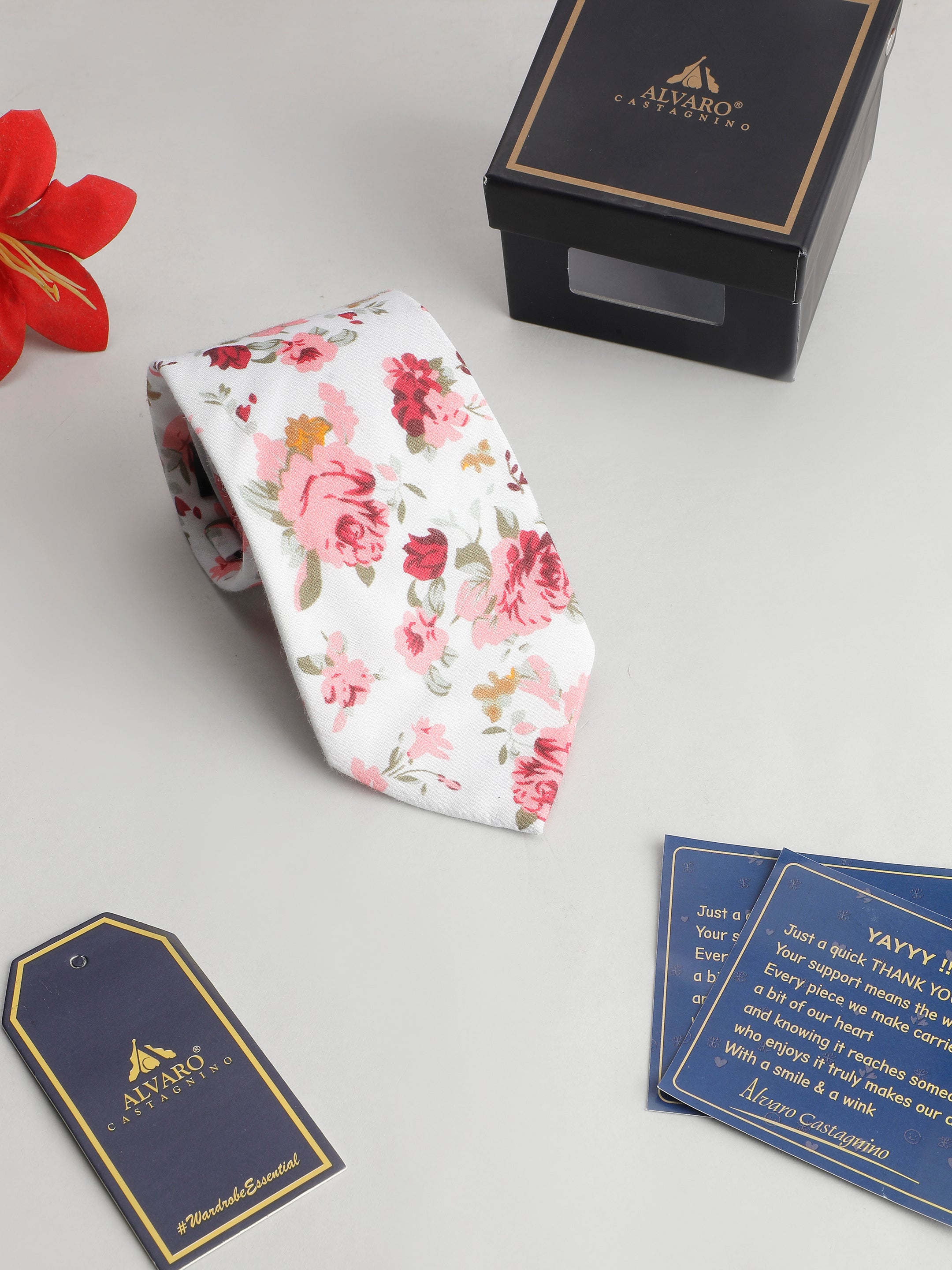Pastel Blush Rose Cotton Necktie