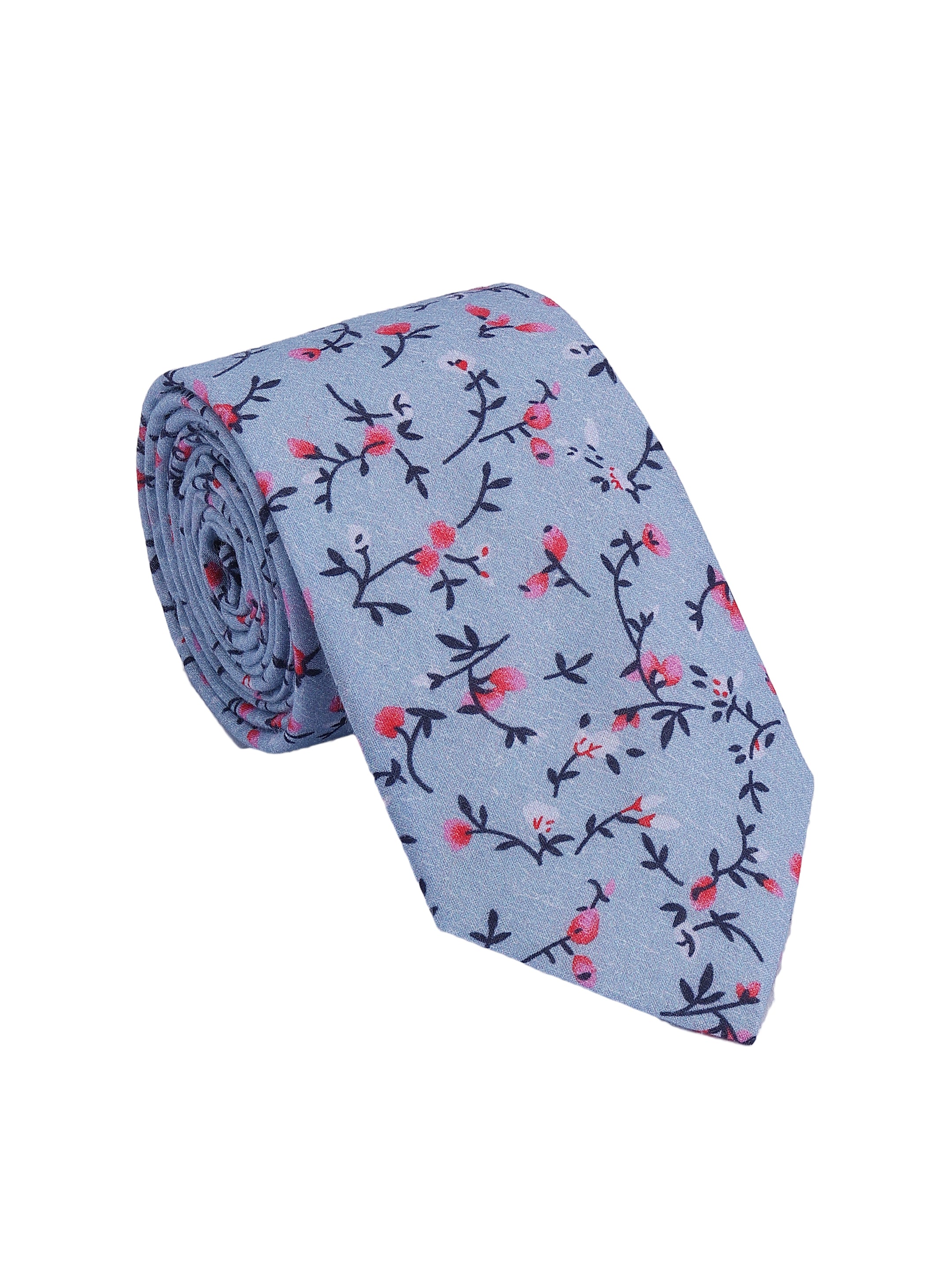 Blue & Pink Floral Cotton Tie