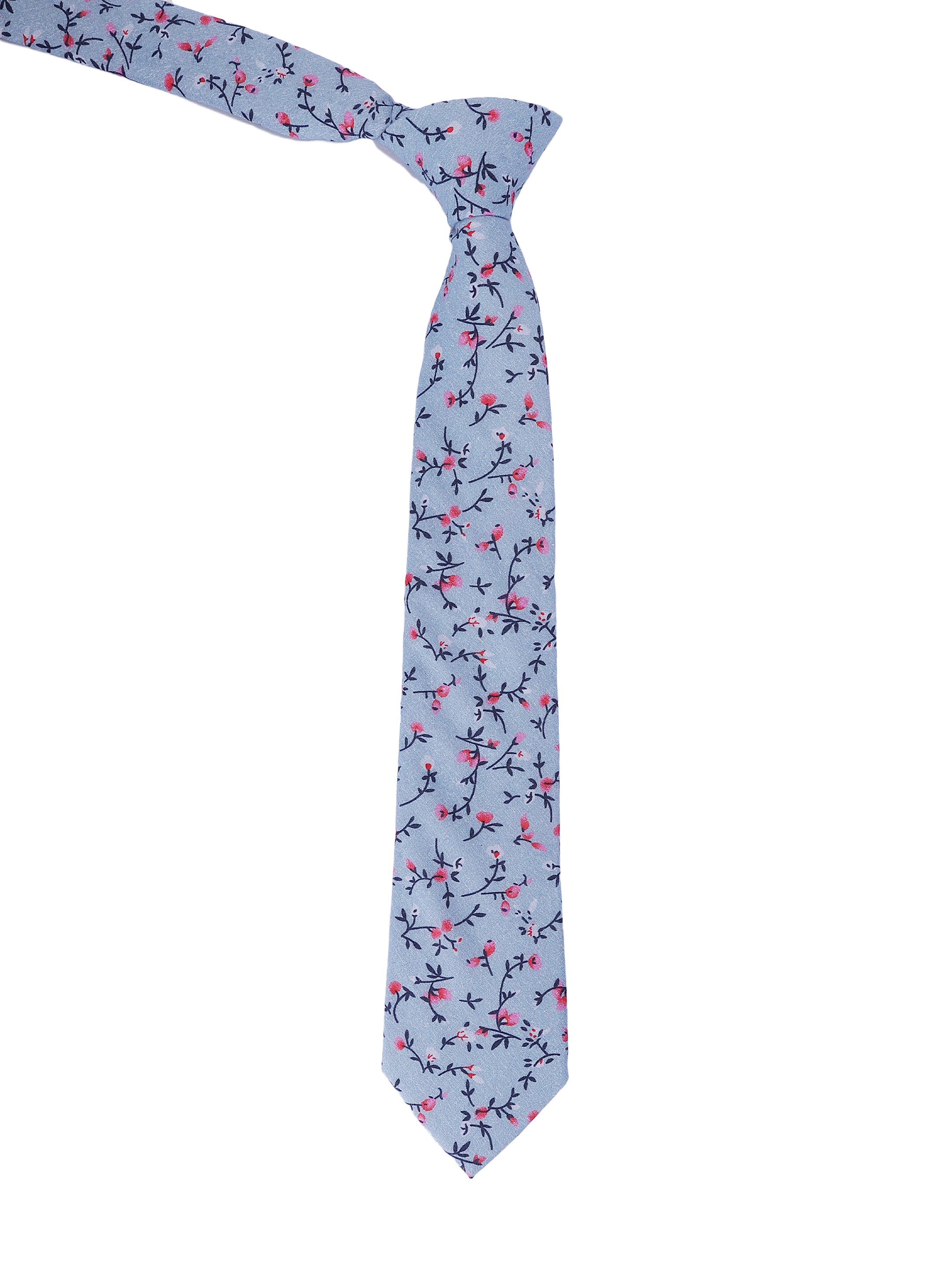 Blue & Pink Floral Cotton Tie