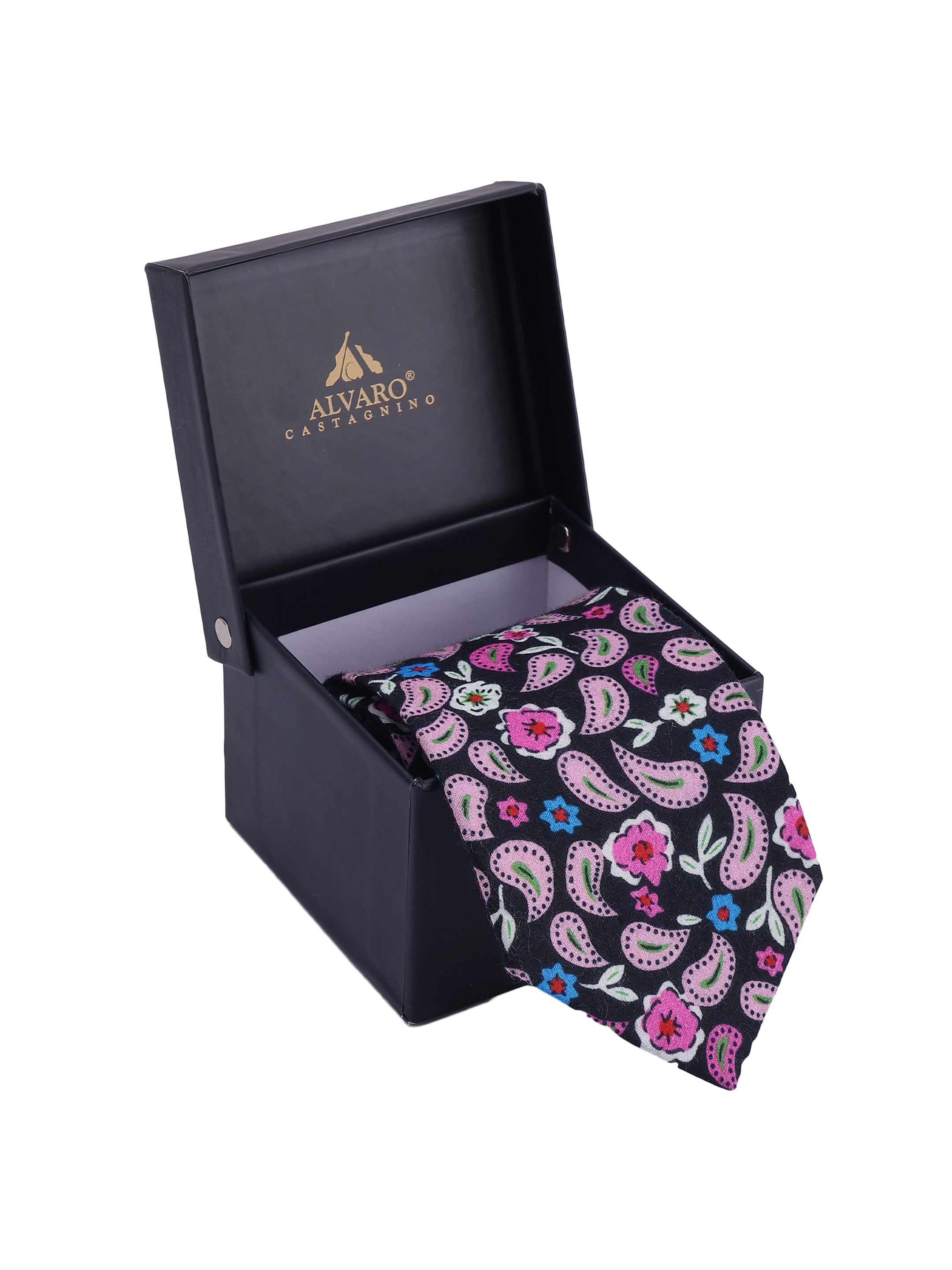 Midnight Paisley & Floral Cotton Necktie