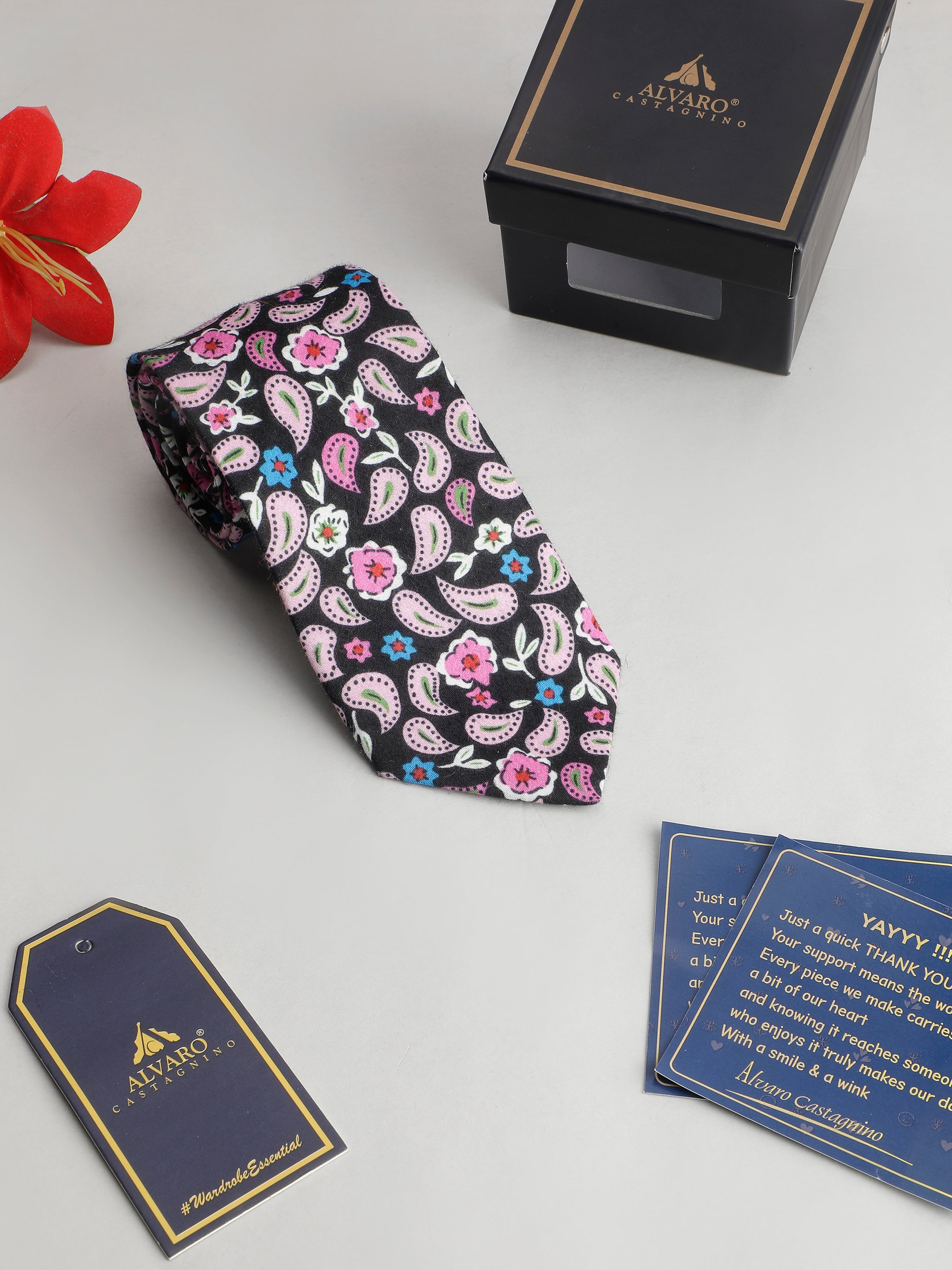 Midnight Paisley & Floral Cotton Necktie