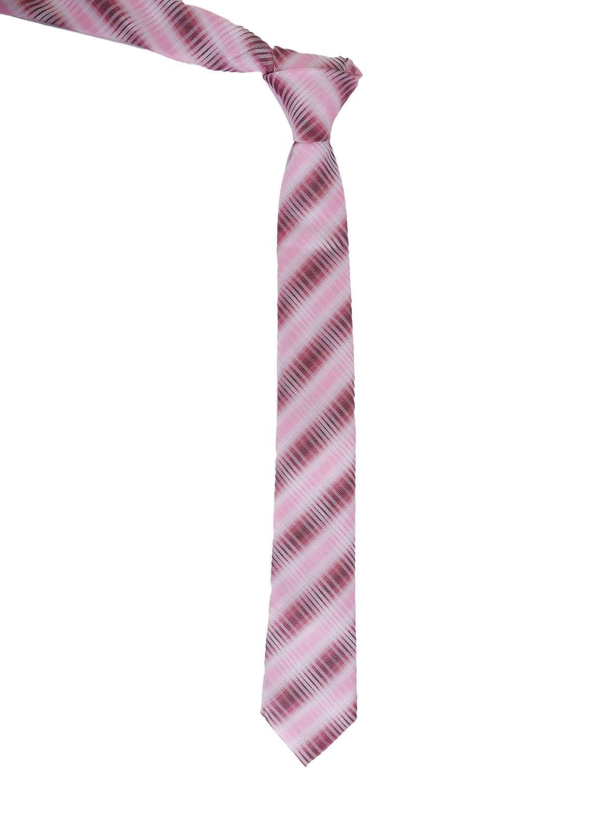 Aristocratic Blush and Crimson Ombré Striped Necktie