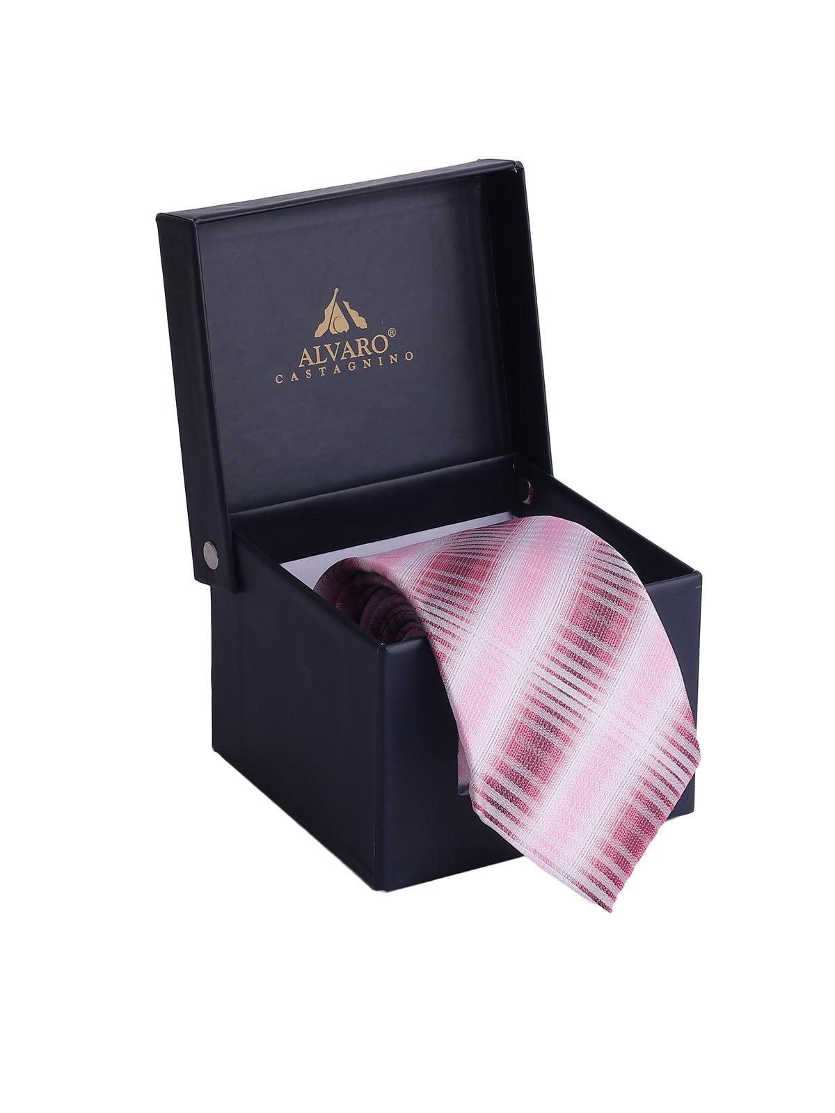 Aristocratic Blush and Crimson Ombré Striped Necktie