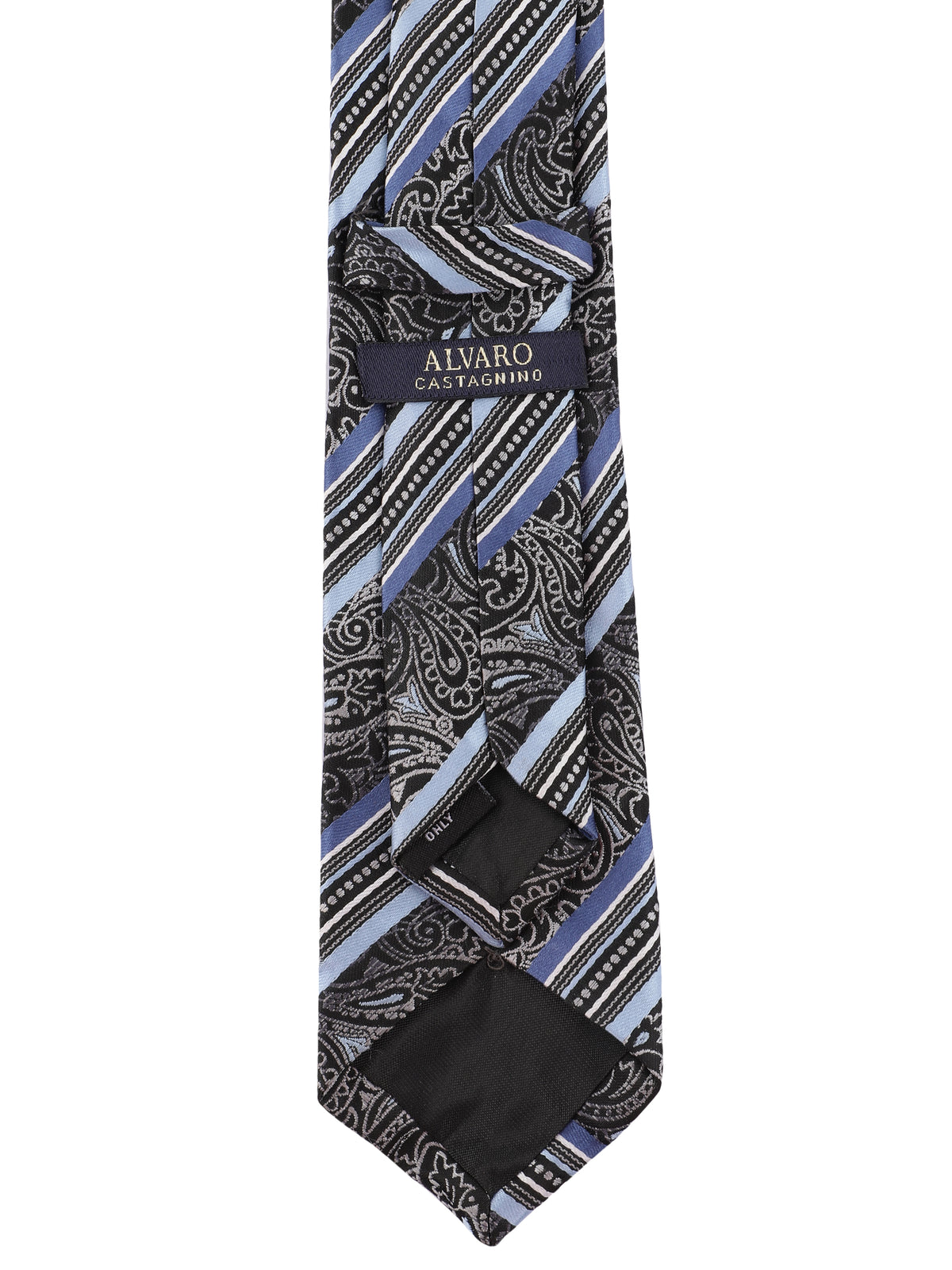 Black and Blue Paisley Striped Necktie
