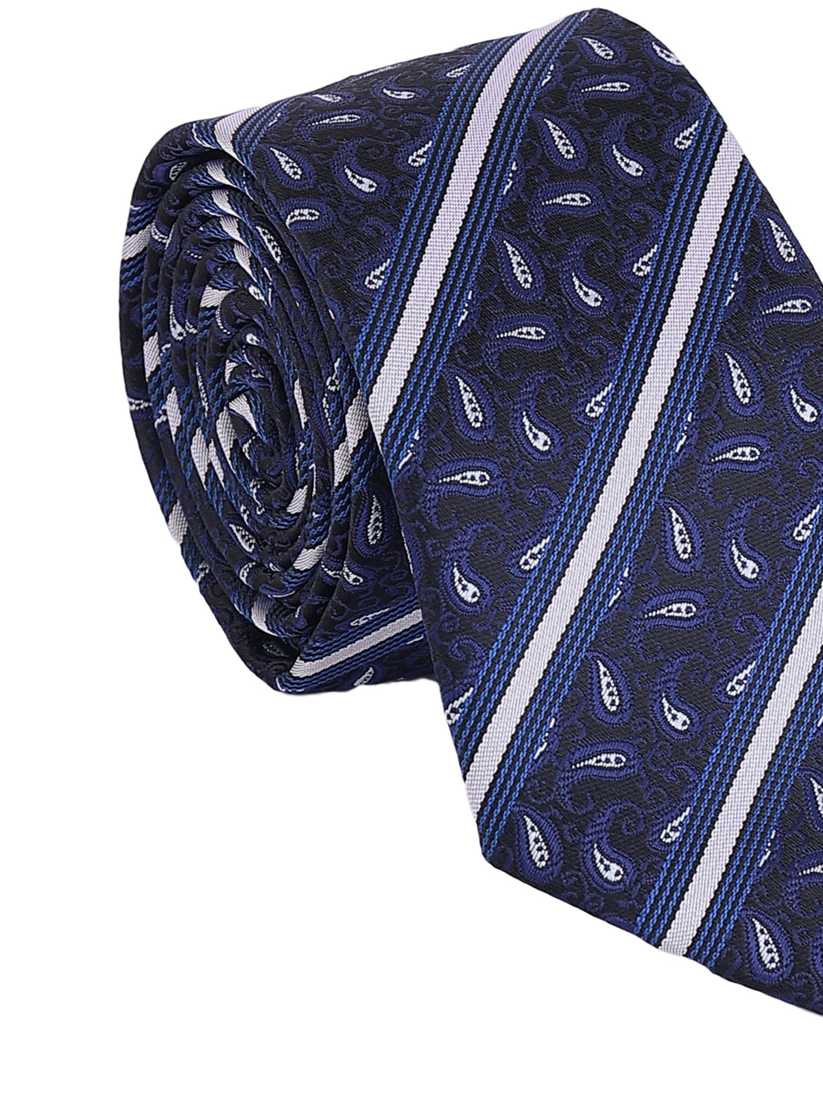 Aristocratic Navy Paisley and Diagonal Stripe  Necktie