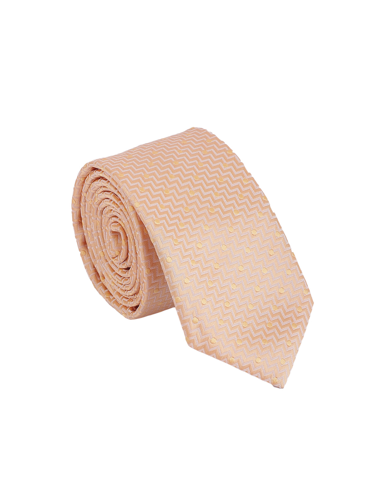 Aristocratic Peach Chevron and Dot Necktie