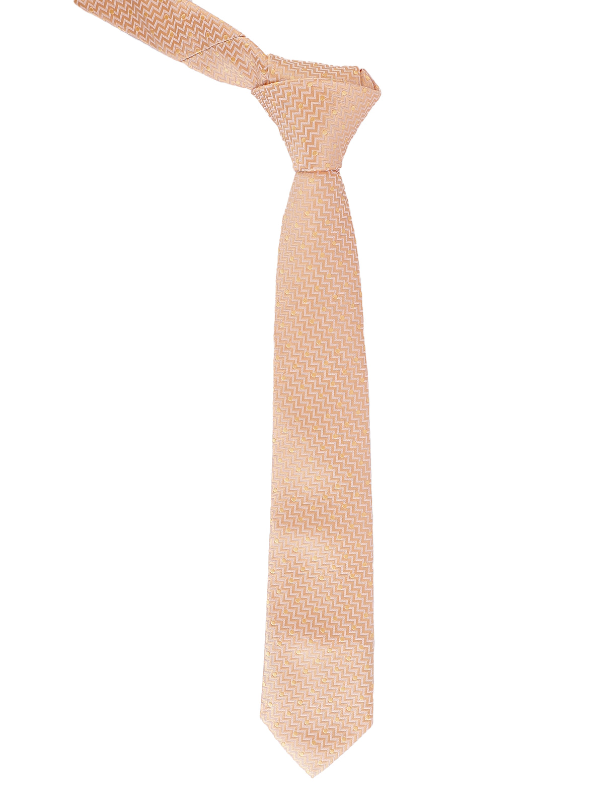 Aristocratic Peach Chevron and Dot Necktie