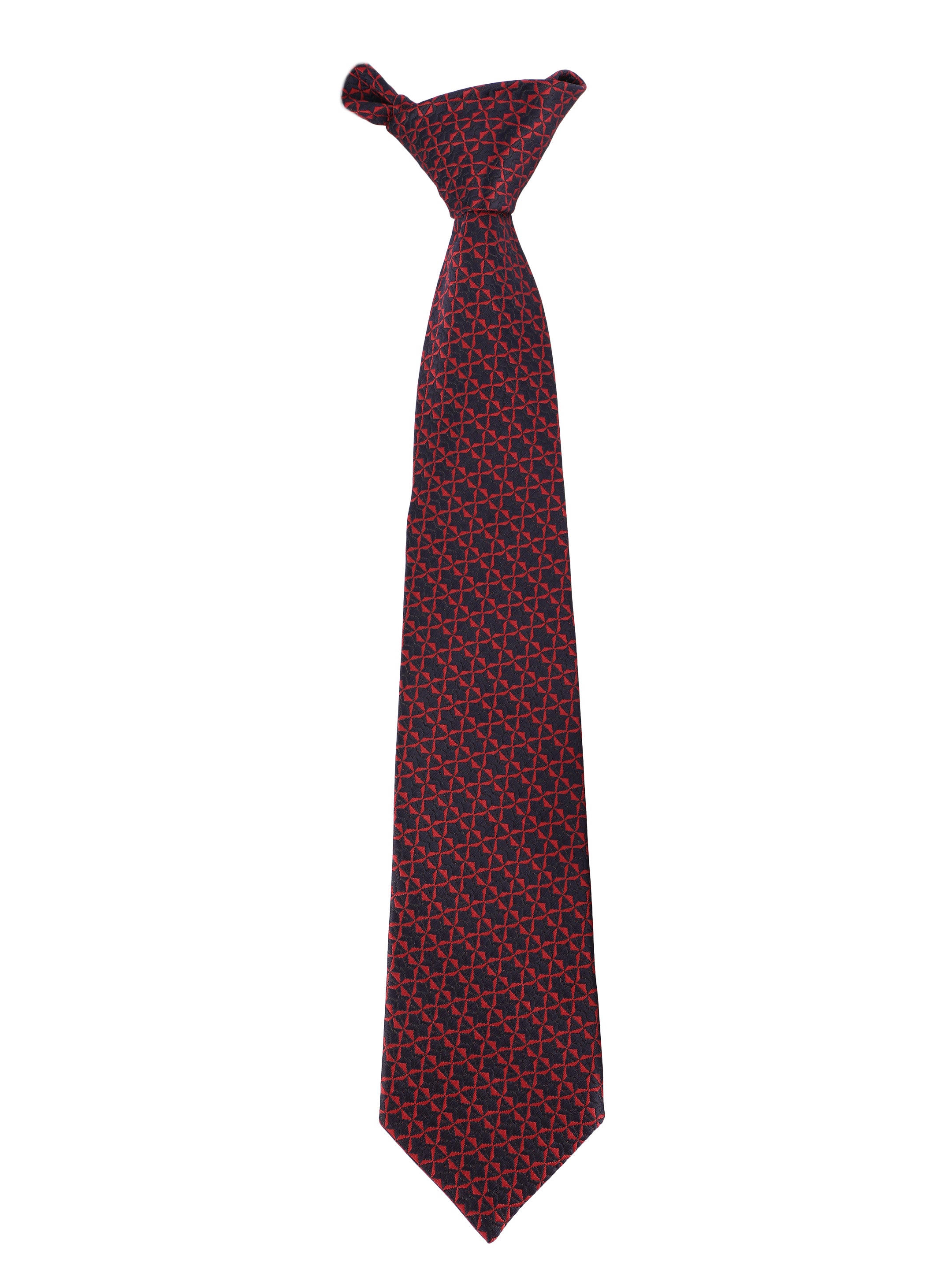 Maroon & Navy Geometric Necktie