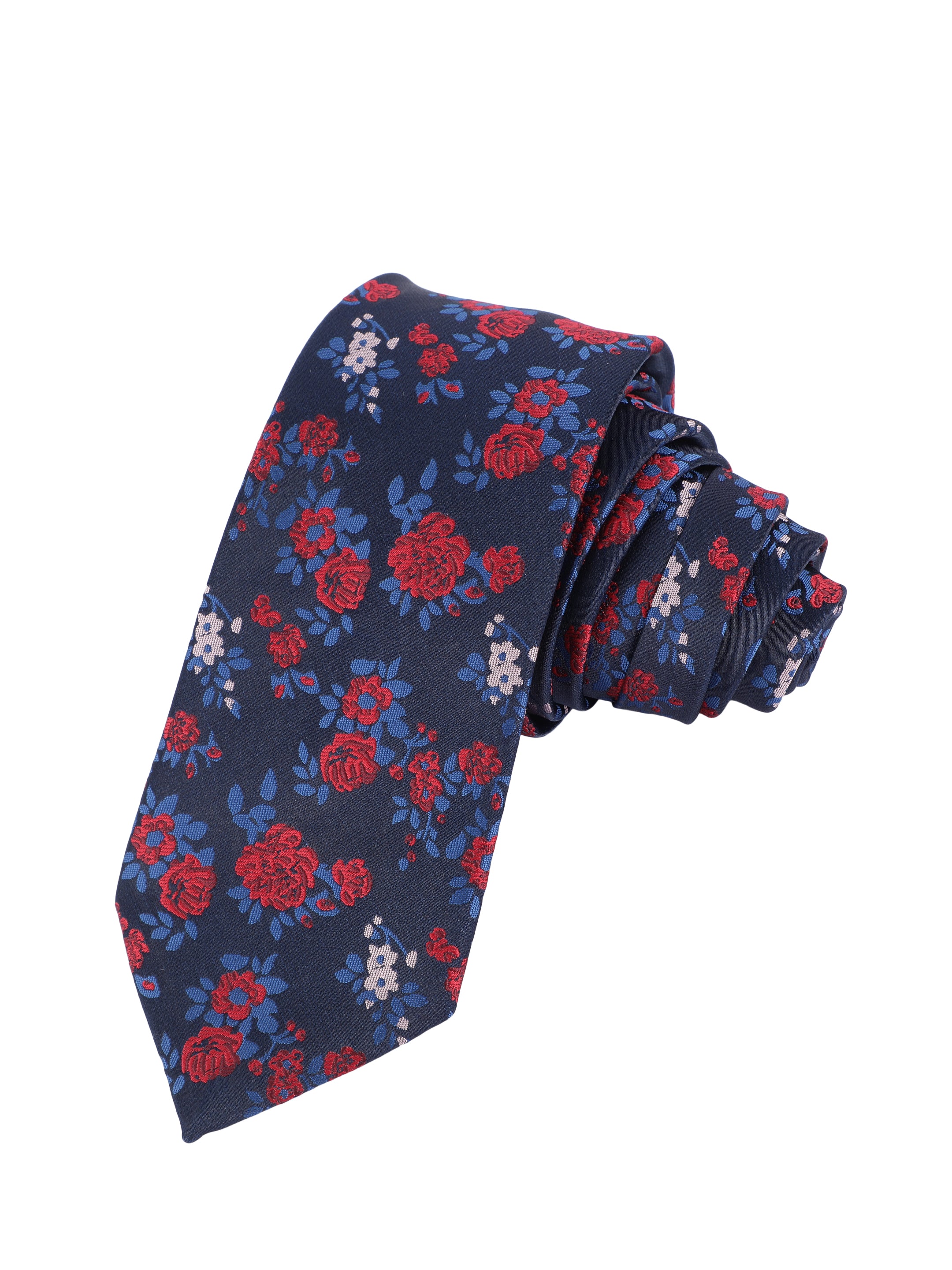 Blue & Red Floral Necktie