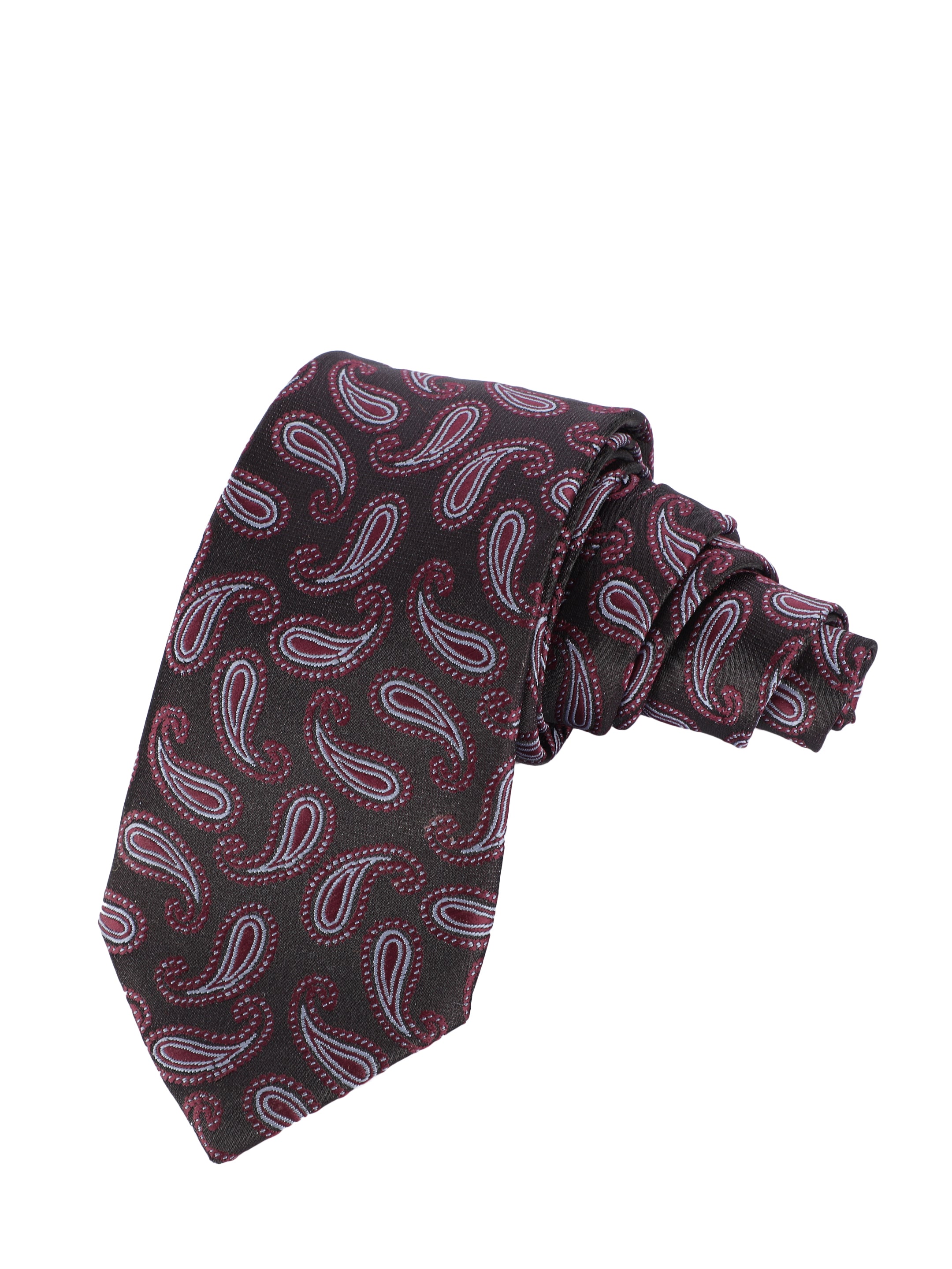 Black Maroon Paisley Tie