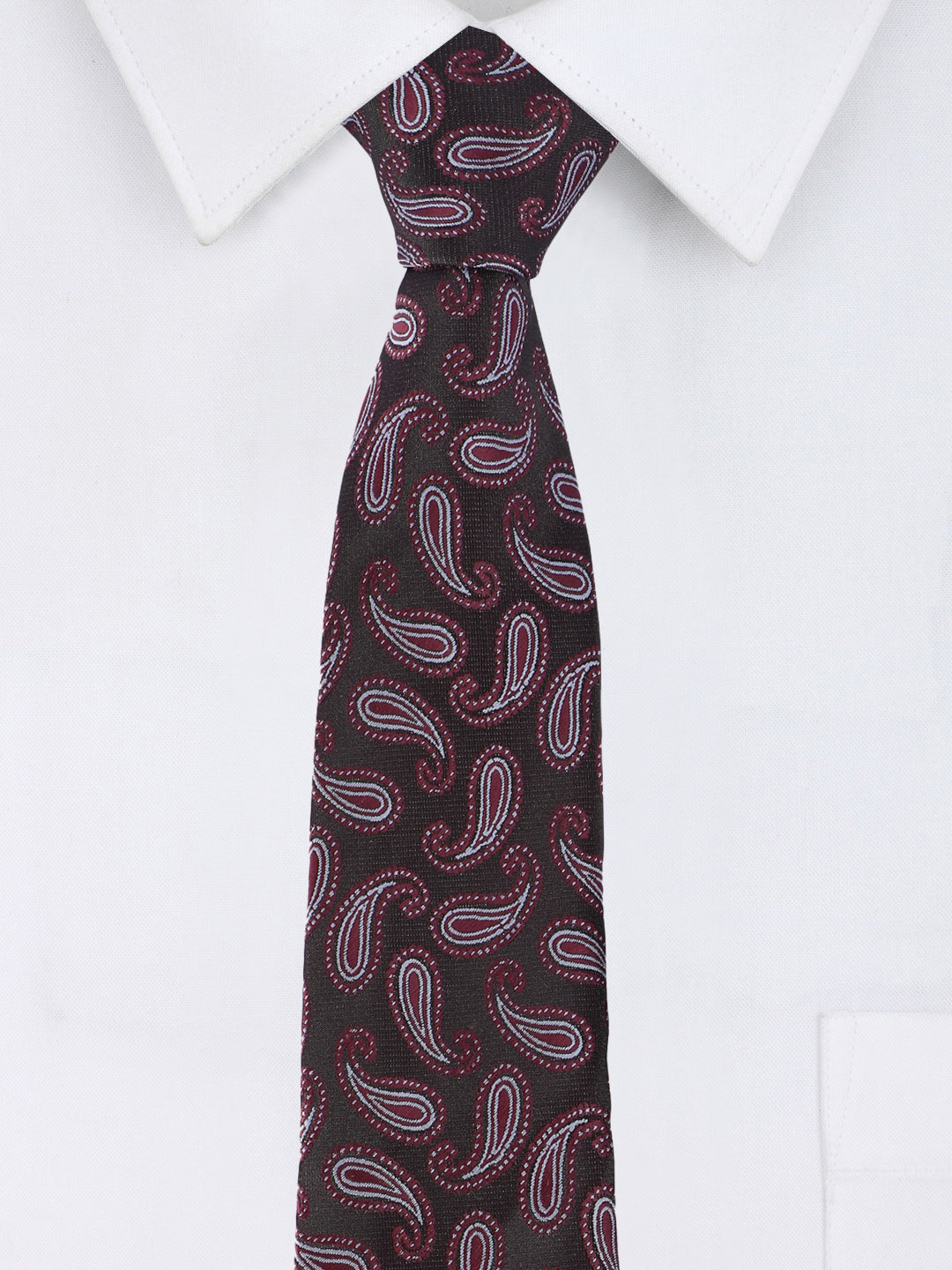 Black Maroon Paisley Tie