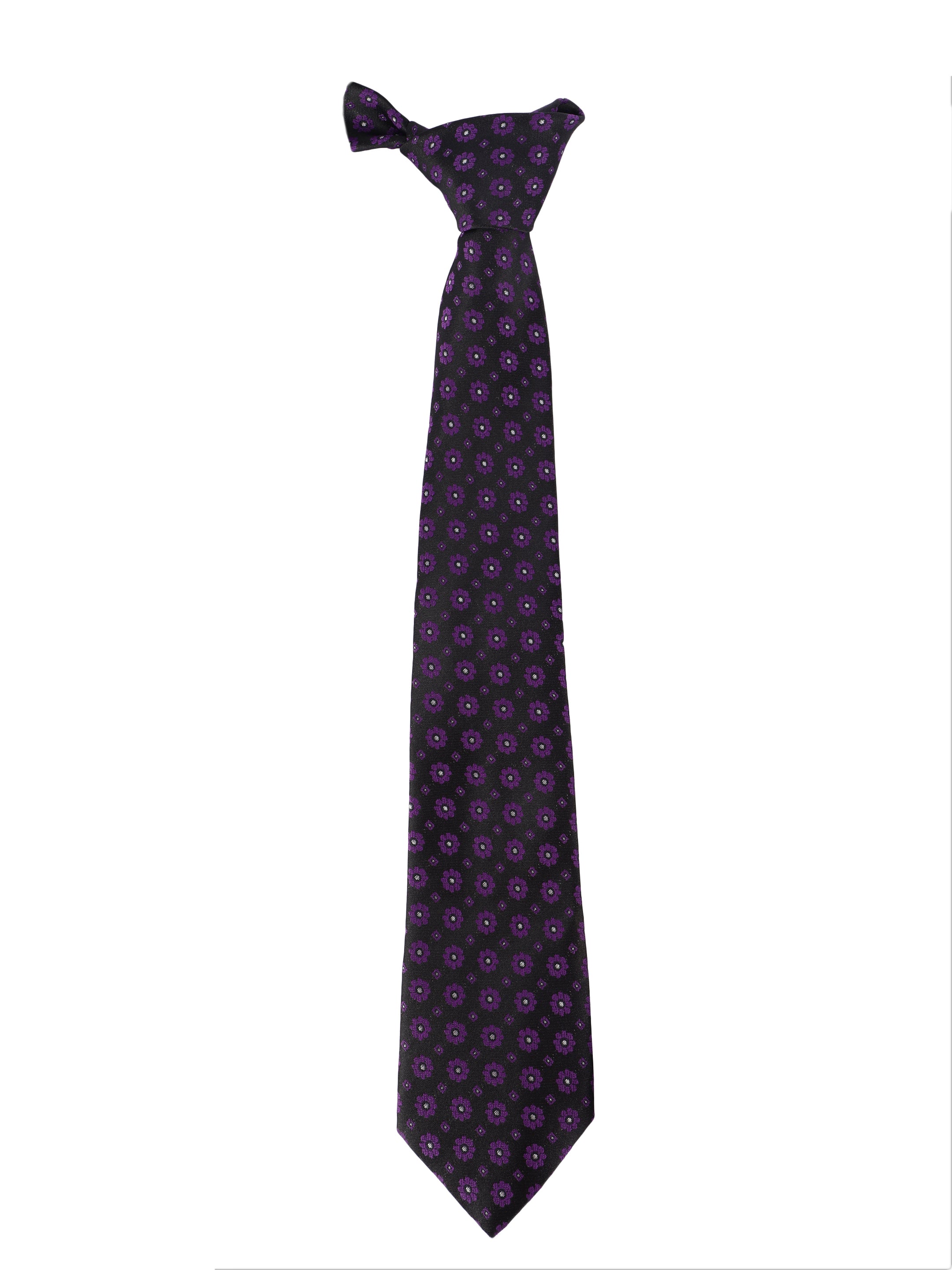 Black & Purple Floral Tie