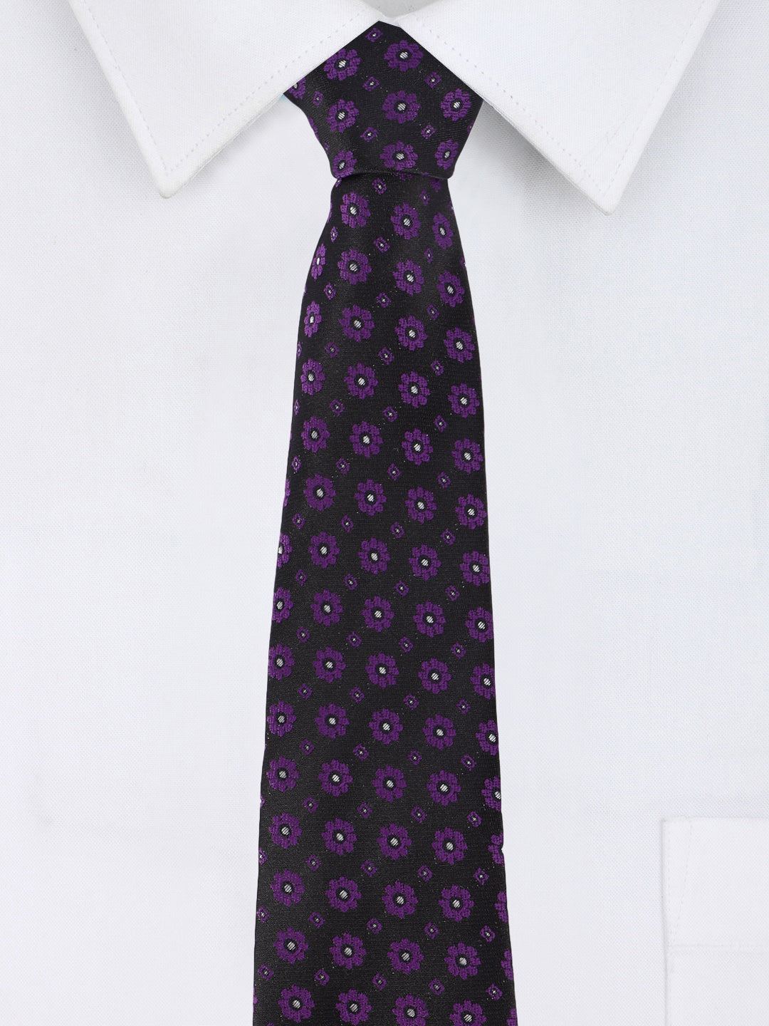 Black & Purple Floral Tie