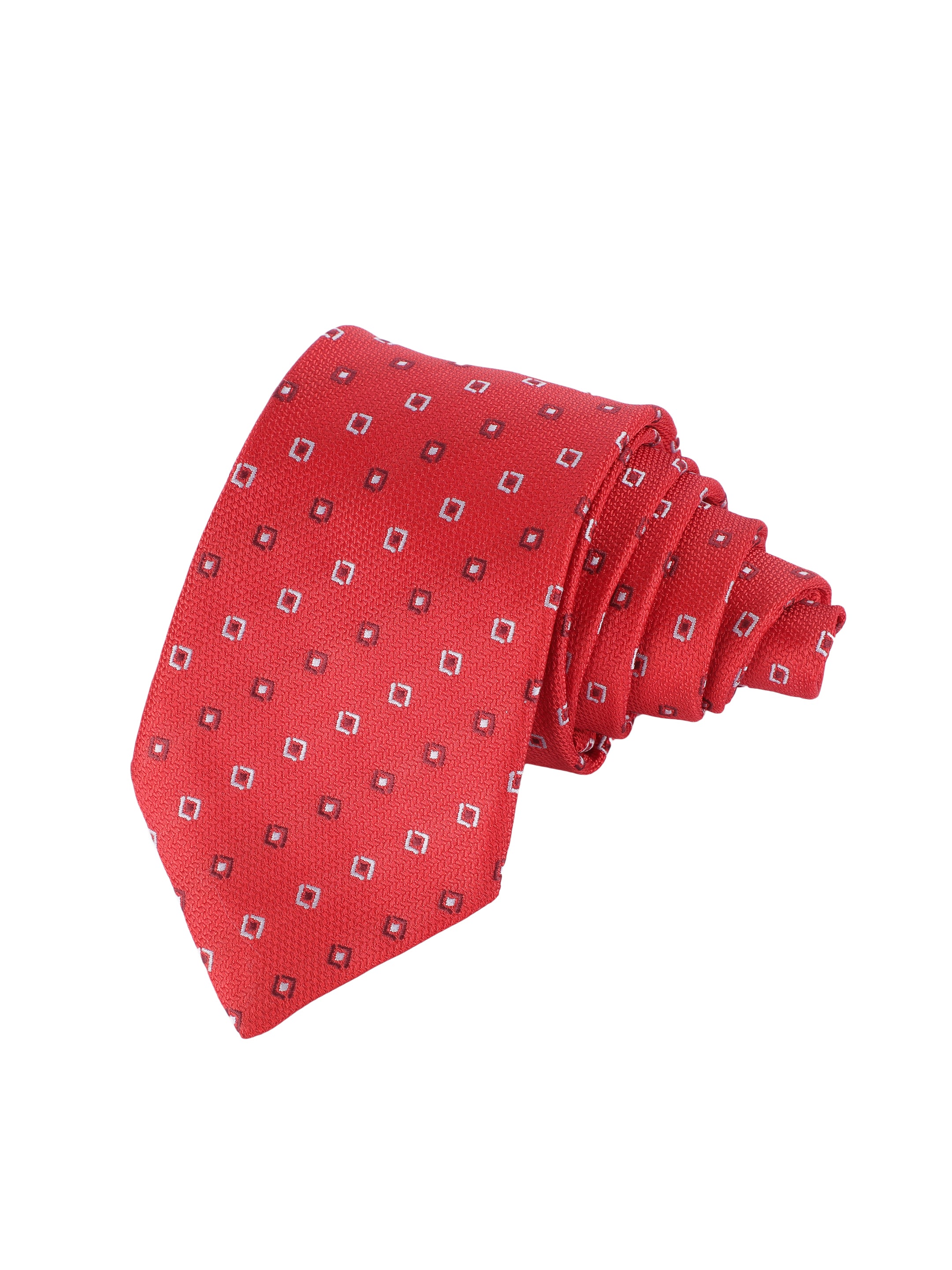 Red Square Dot Geometric Tie
