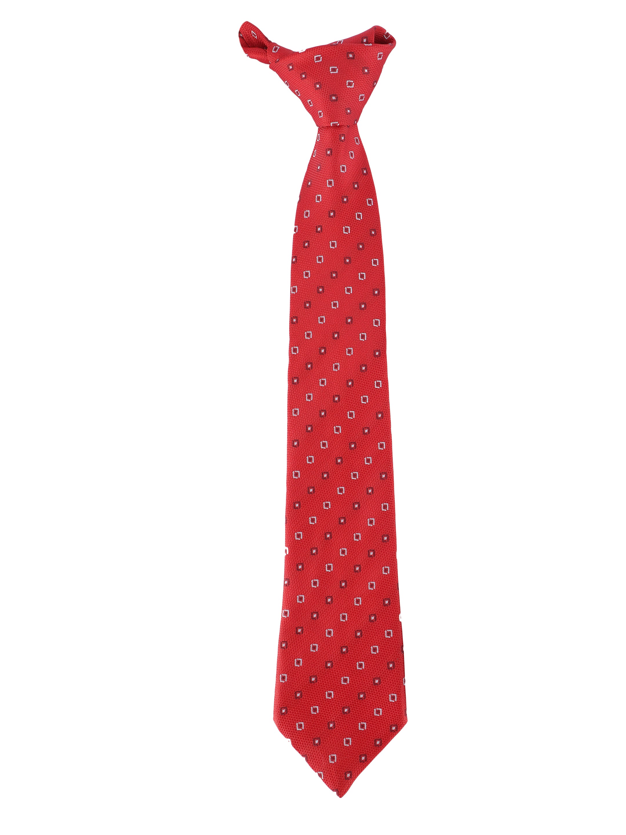 Red Square Dot Geometric Tie