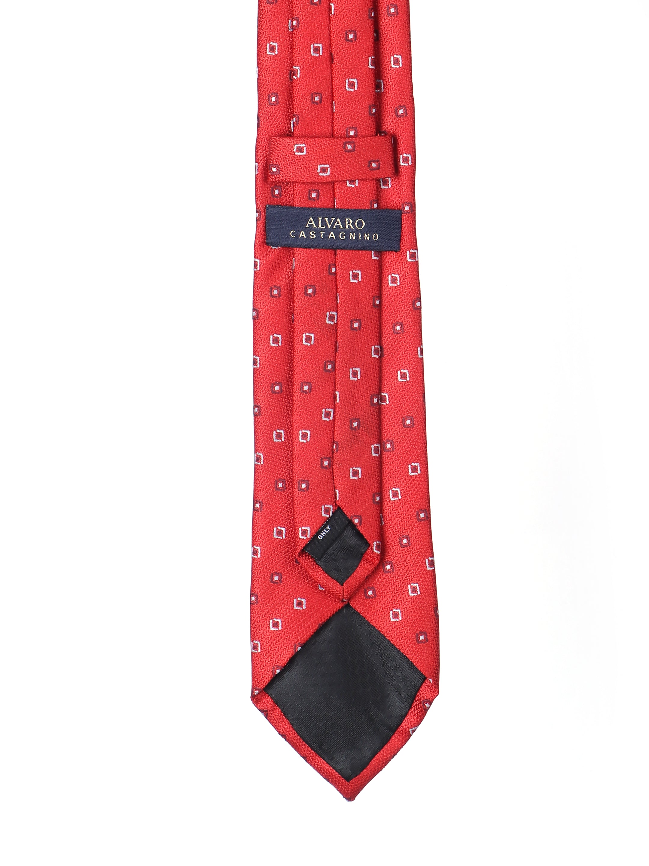 Red Square Dot Geometric Tie