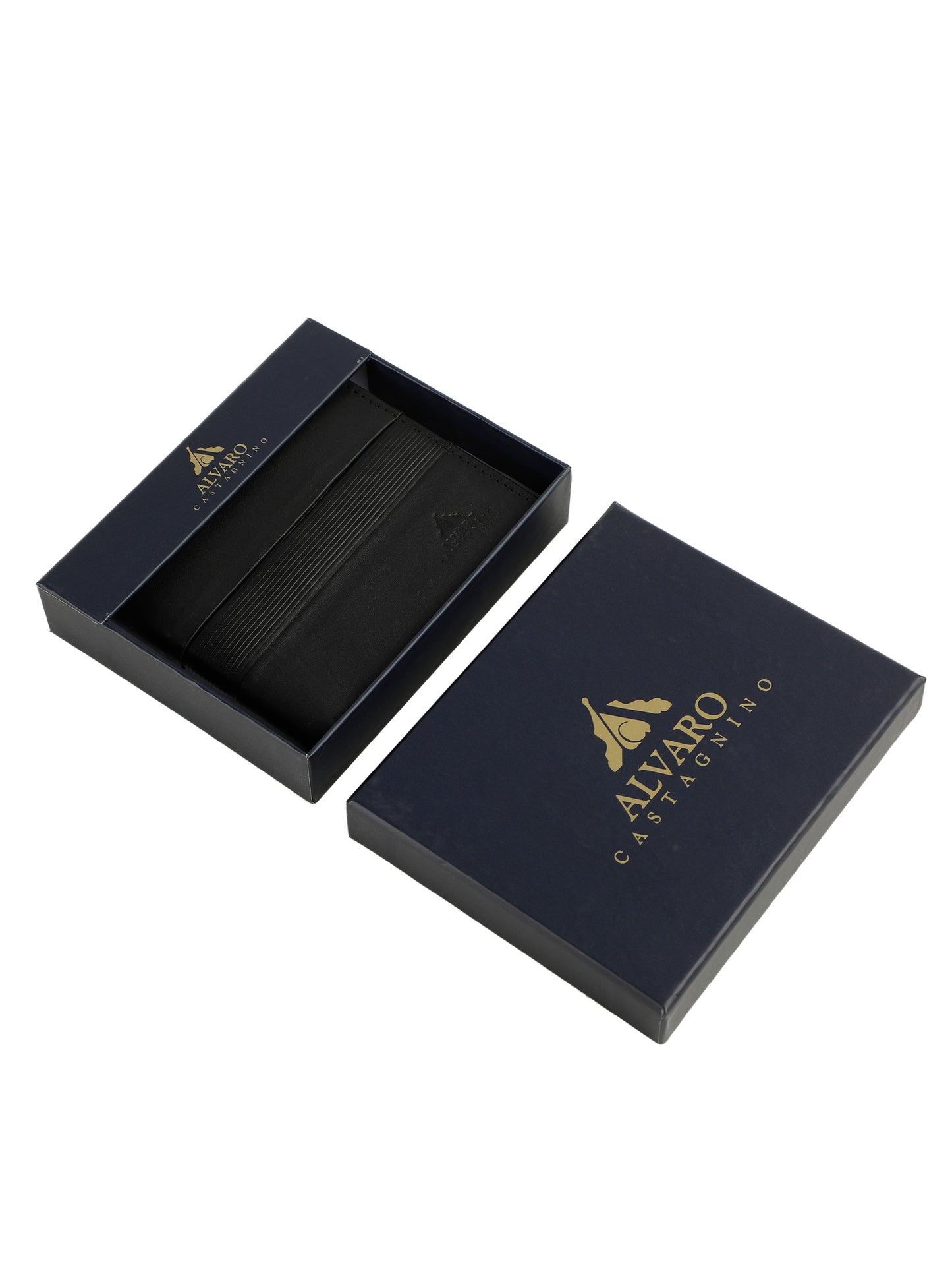 Alvaro Castagnino Black Coloured Two Fold Leather Wallet for Men