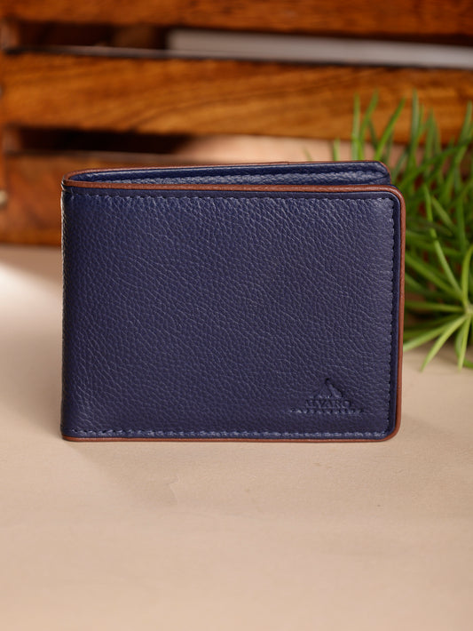 Alvaro Castagnino Blue & Brown Coloured Two Fold Leather Wallet for Men