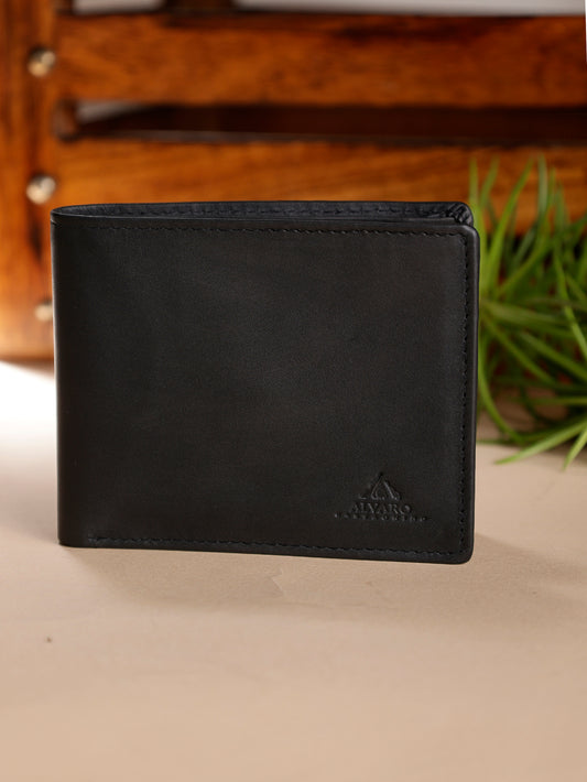 Alvaro Castagnino Black Coloured Two Fold Leather Wallet for Men