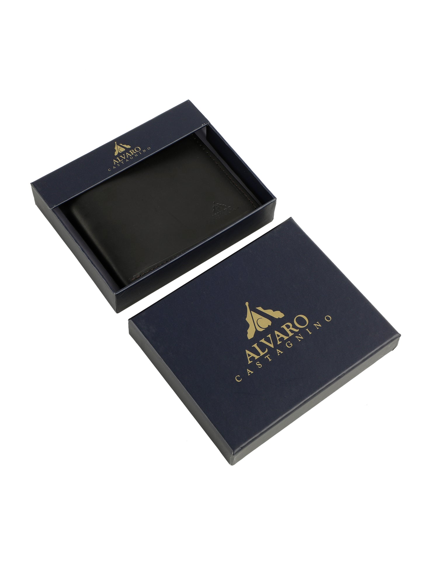 Alvaro Castagnino Black Coloured Two Fold Leather Wallet for Men