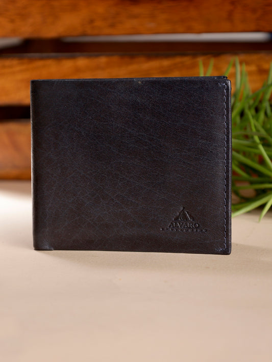 Alvaro Castagnino Black Coloured Two Fold Leather Wallet for Men