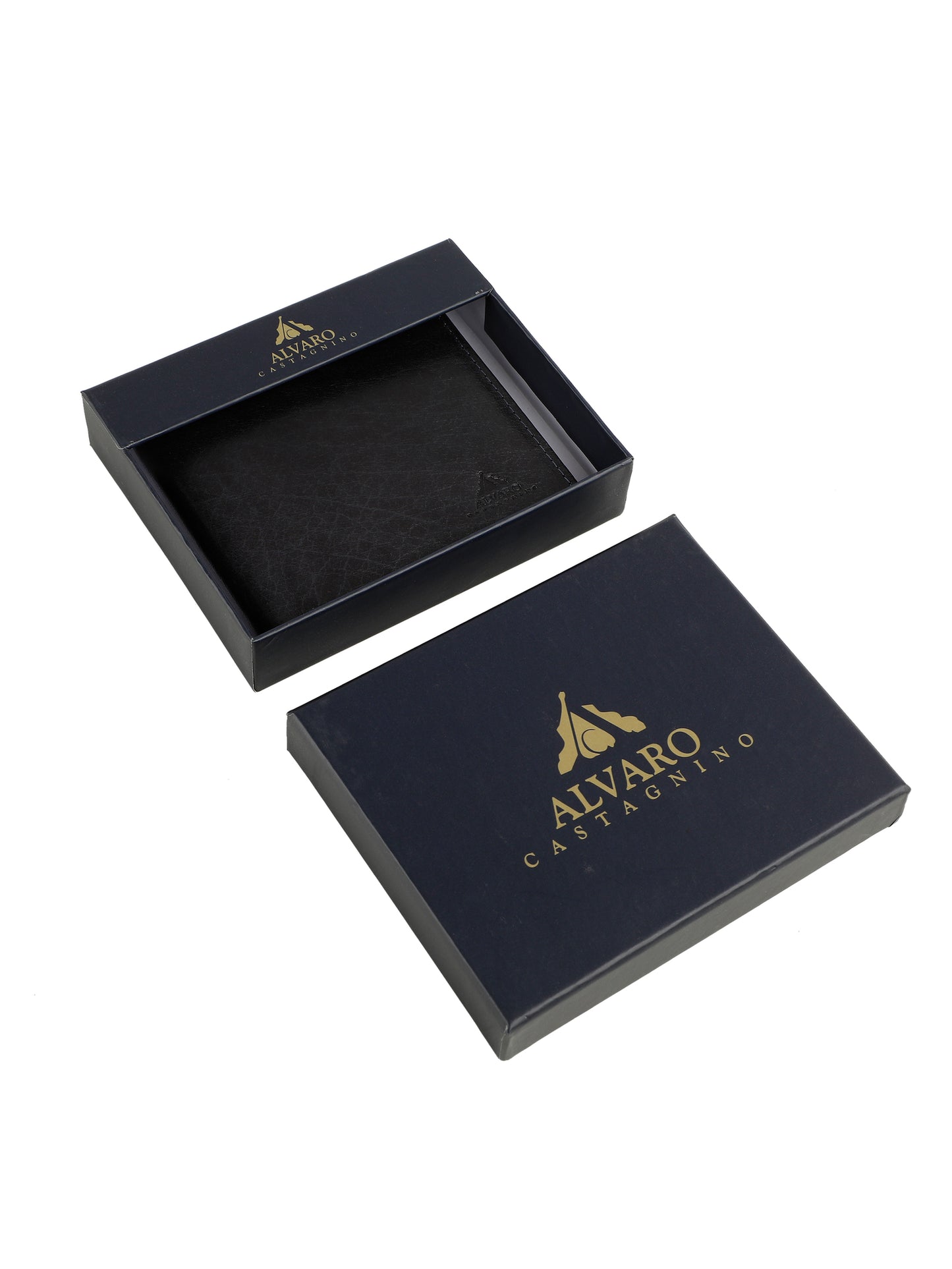 Alvaro Castagnino Black Coloured Two Fold Leather Wallet for Men