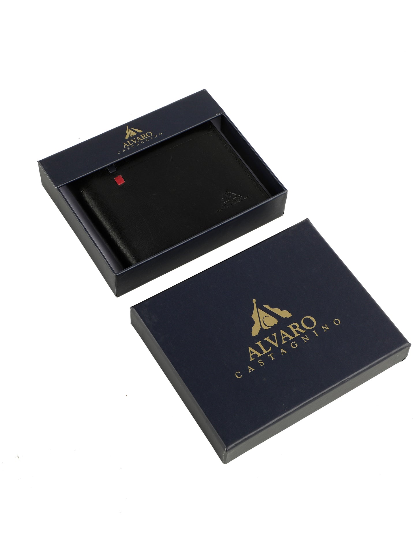 Alvaro Castagnino Black & Brown Coloured Two Fold Leather Wallet for Men