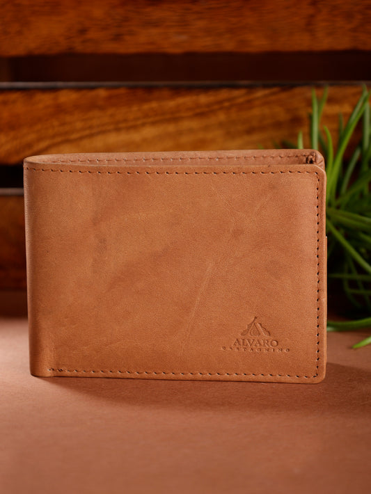 Alvaro Castagnino Tan Coloured Two Fold Leather Wallet for Men