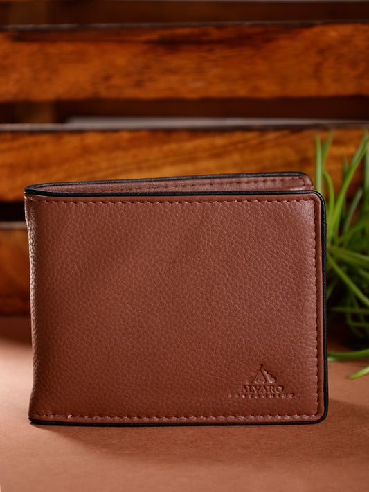Alvaro Castagnino Brown & Black Coloured Two Fold Leather Wallet for Men
