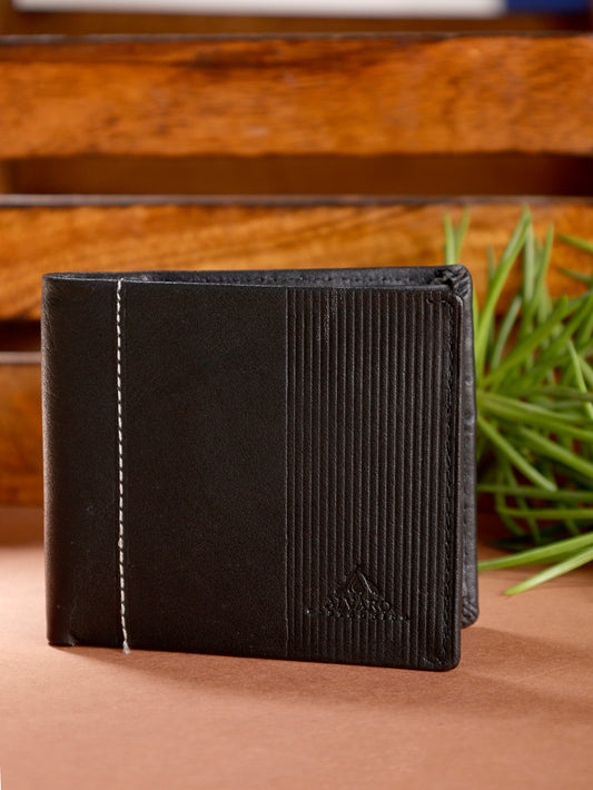 Alvaro Castagnino Black Coloured Two Fold Leather Wallet for Men