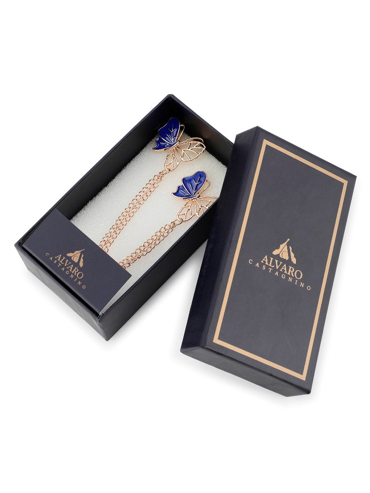 Alvaro Castagnino Men Blue & Gold Embellished Stylish Brooch For Men