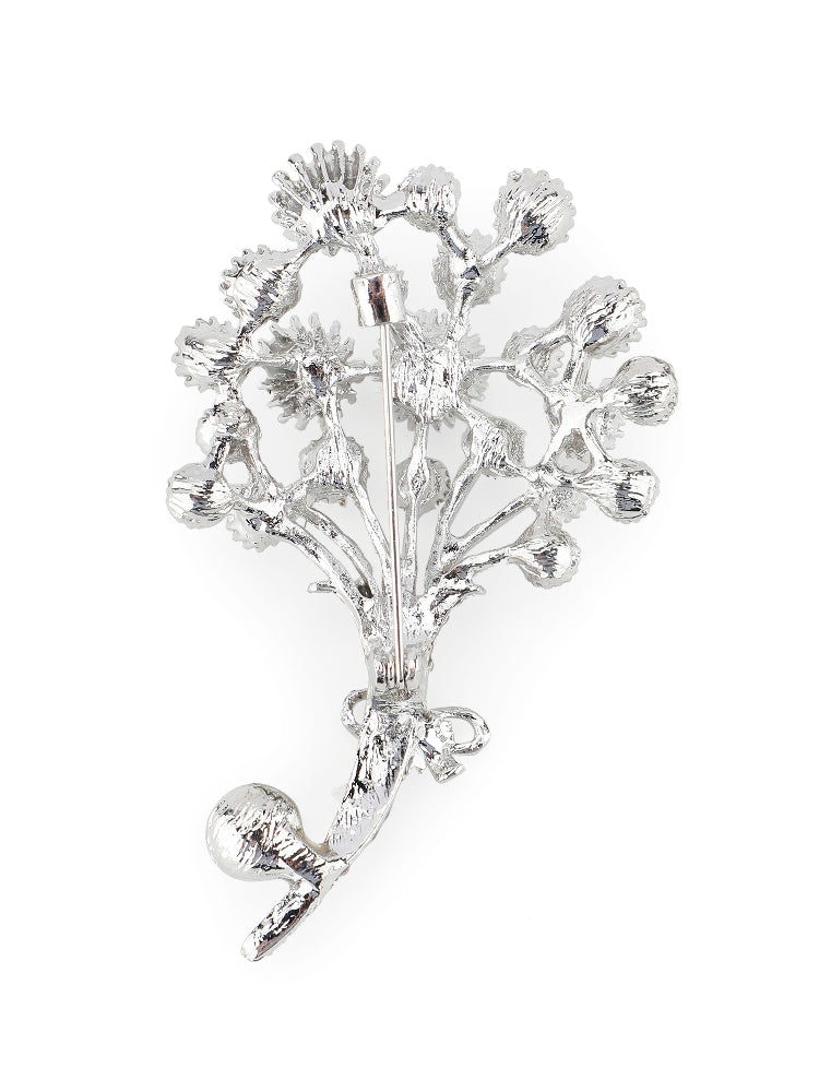 Alvaro Castagnino Men Silver & White Embellished Stylish Brooch For Men