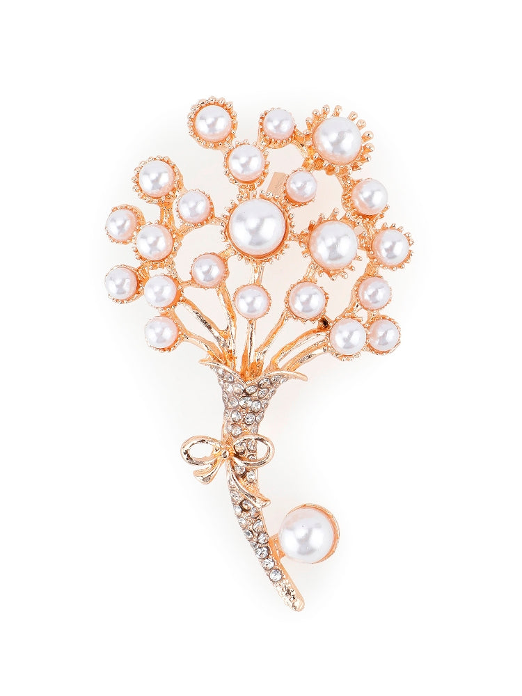 Alvaro Castagnino Men Gold & White Embellished Stylish Brooch For Men