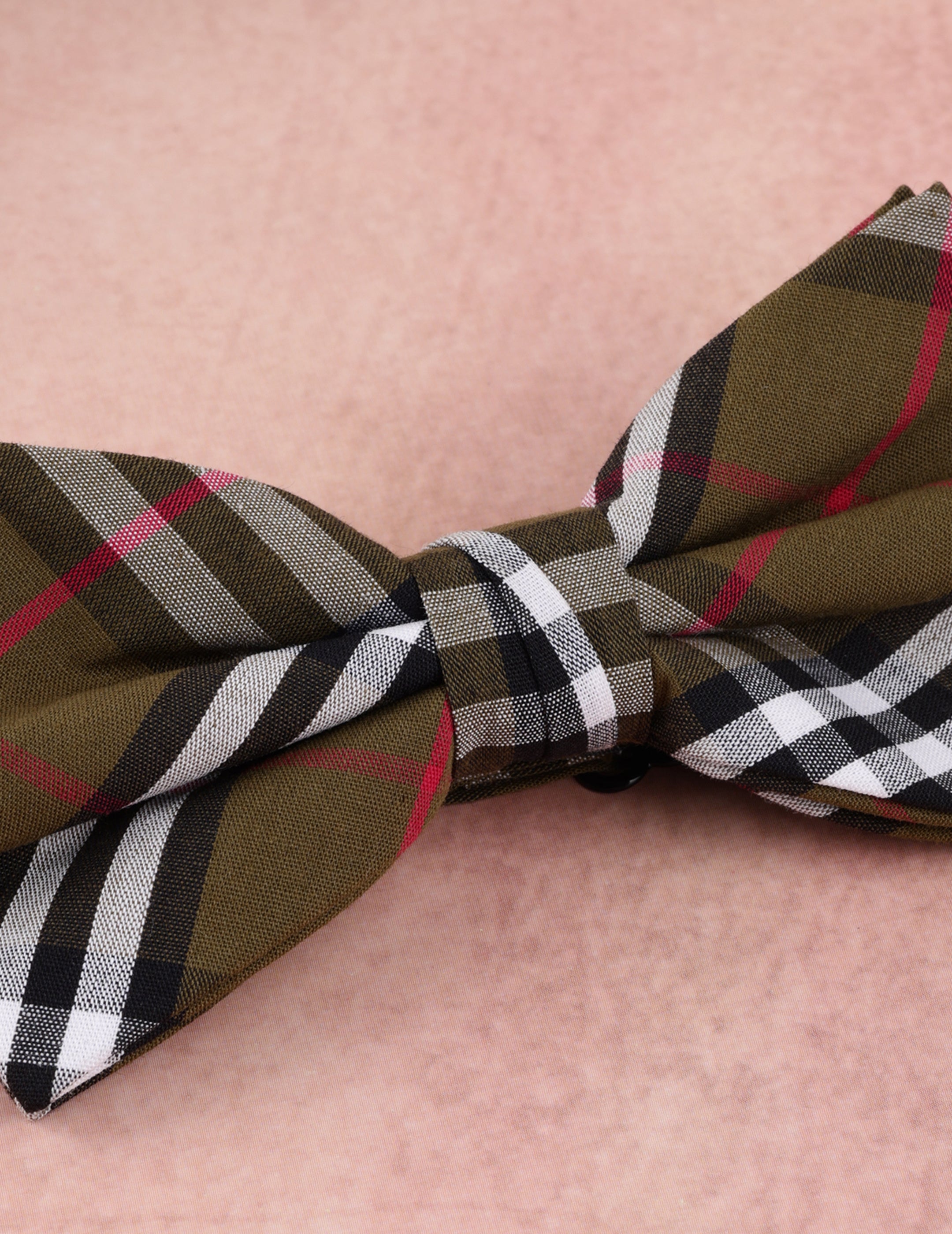 Olive Green Tartan Plaid Bow Tie
