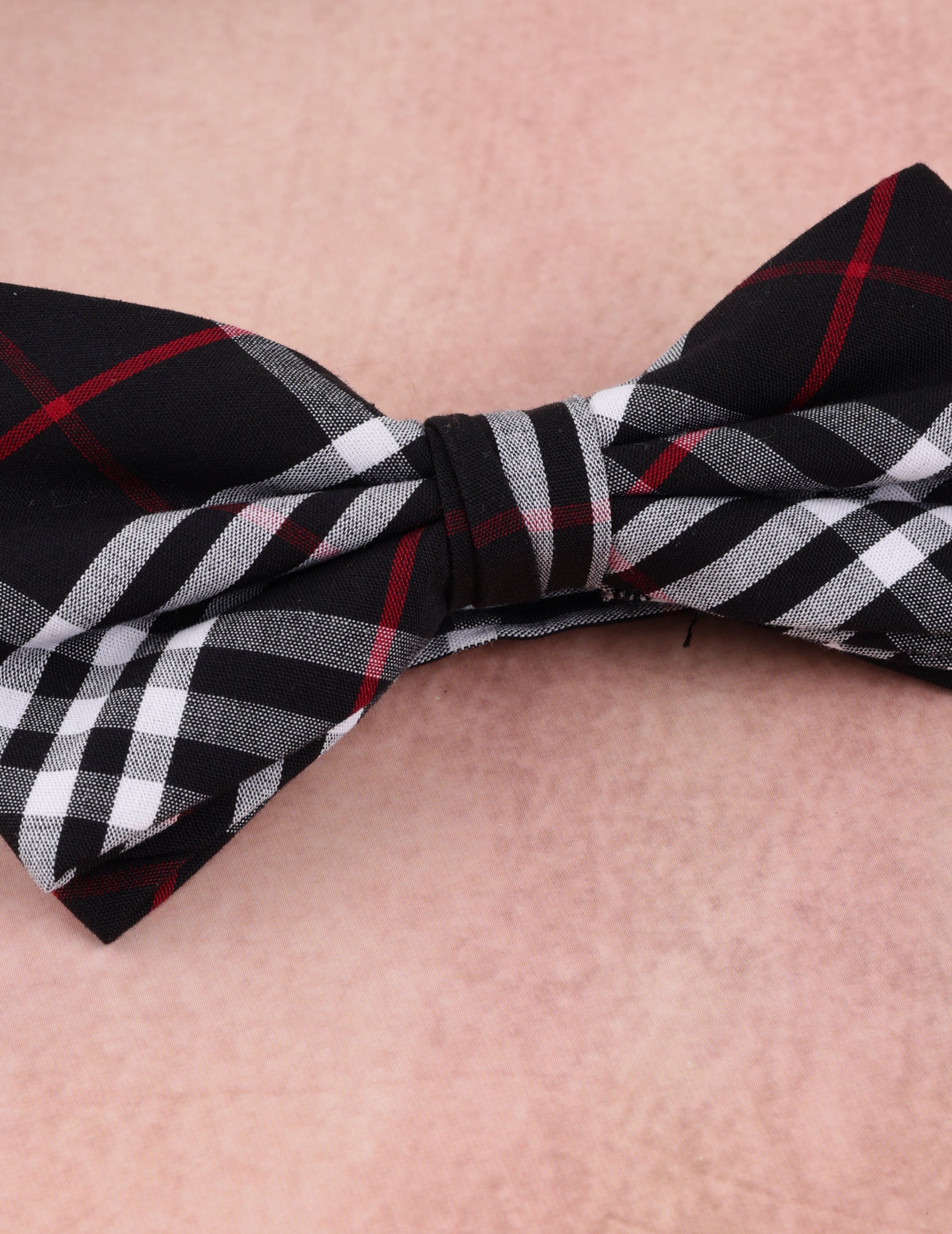 Black & Crimson Tartan Plaid Bow Tie
