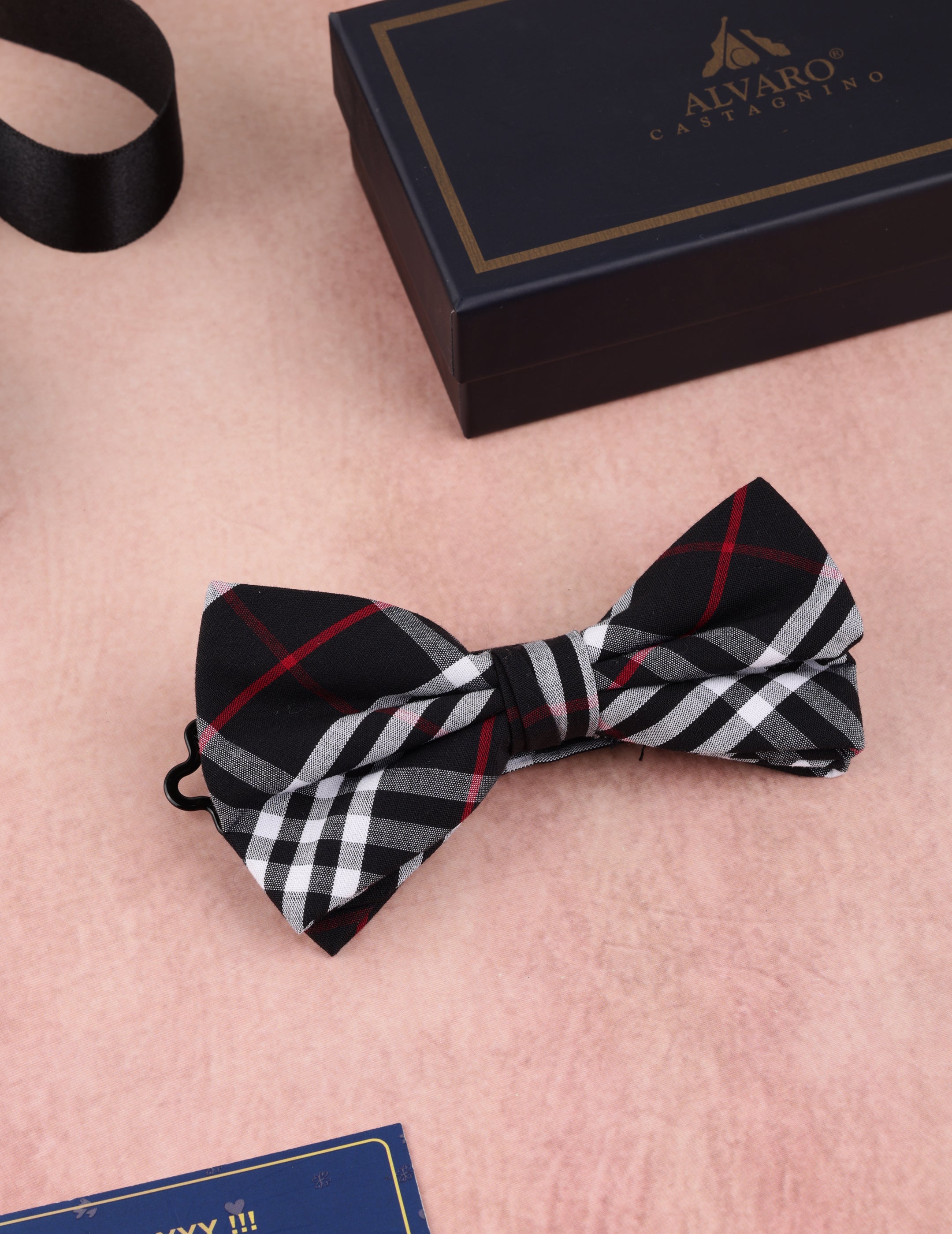 Black & Crimson Tartan Plaid Bow Tie