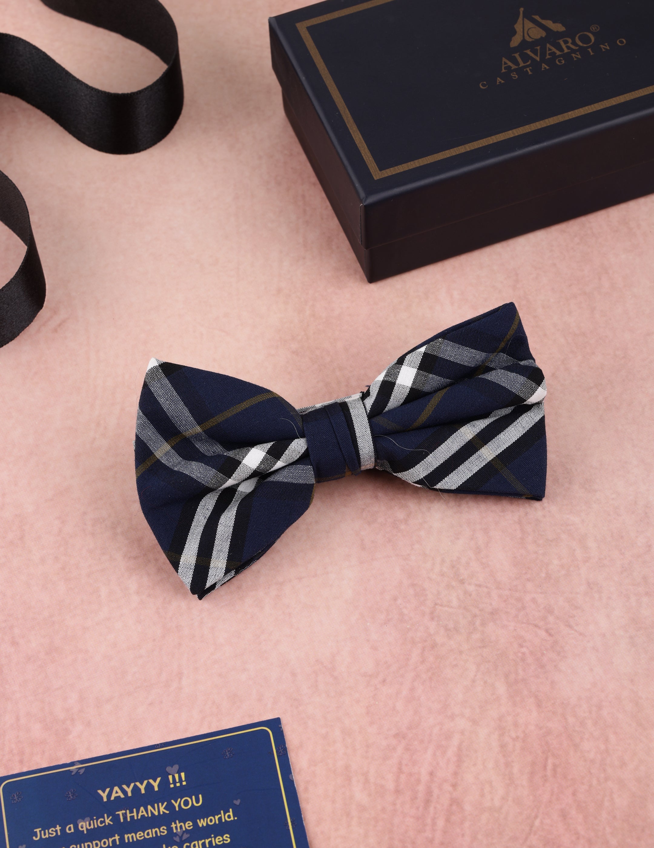 Midnight Navy Tartan Plaid Bow Tie
