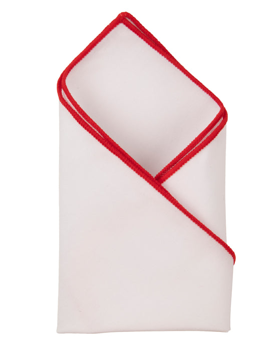 Alvaro Castagnino White & Red Colored Microfiber Pocket Square for Men