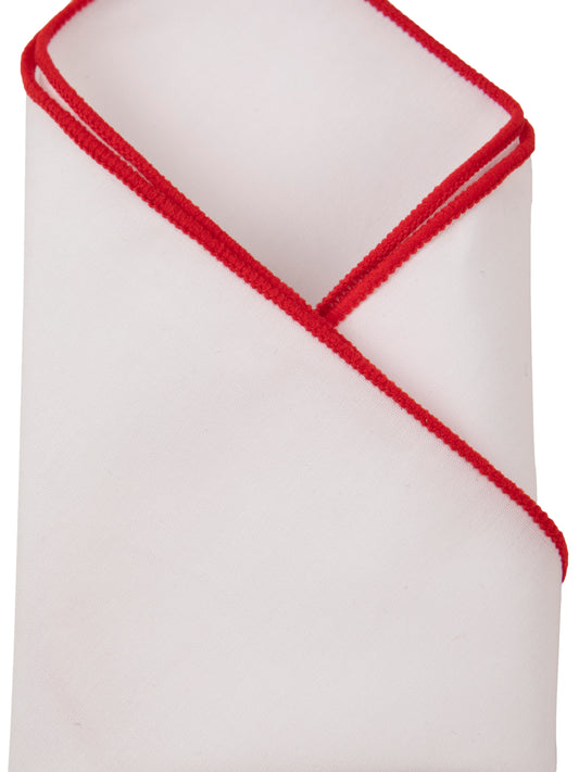 Alvaro Castagnino White & Red Colored Microfiber Pocket Square for Men